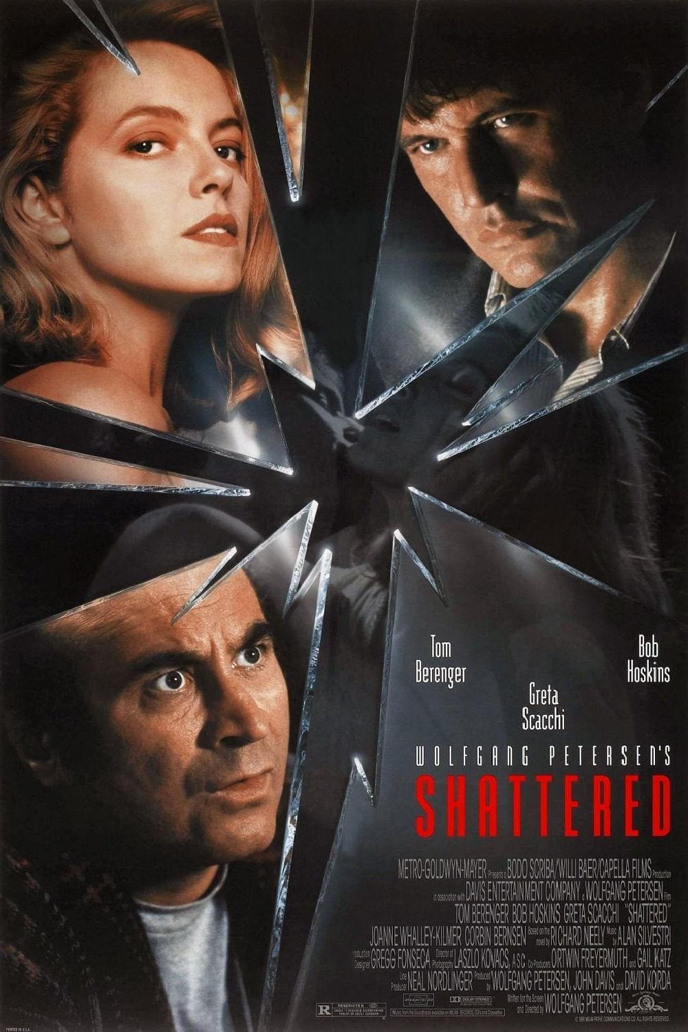 Poster chính thức của phim Phim Bí Ẩn, Phim Giật Gân "Shattered" (Shattered - 1991), với sự tham gia của diễn viên Tom Berenger và Bob Hoskins.