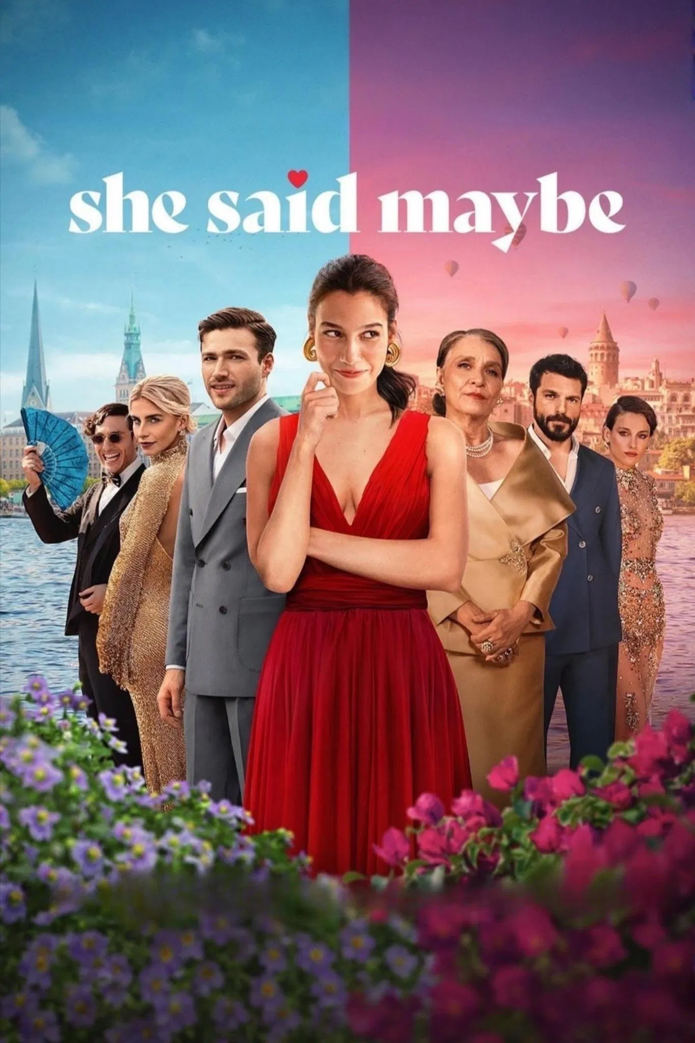 Poster chính thức của phim Phim Hài, Phim Tình Cảm "She Said Maybe" (She Said Maybe - 2025), với sự tham gia của diễn viên Beritan Balcı và Sinan Güleç.