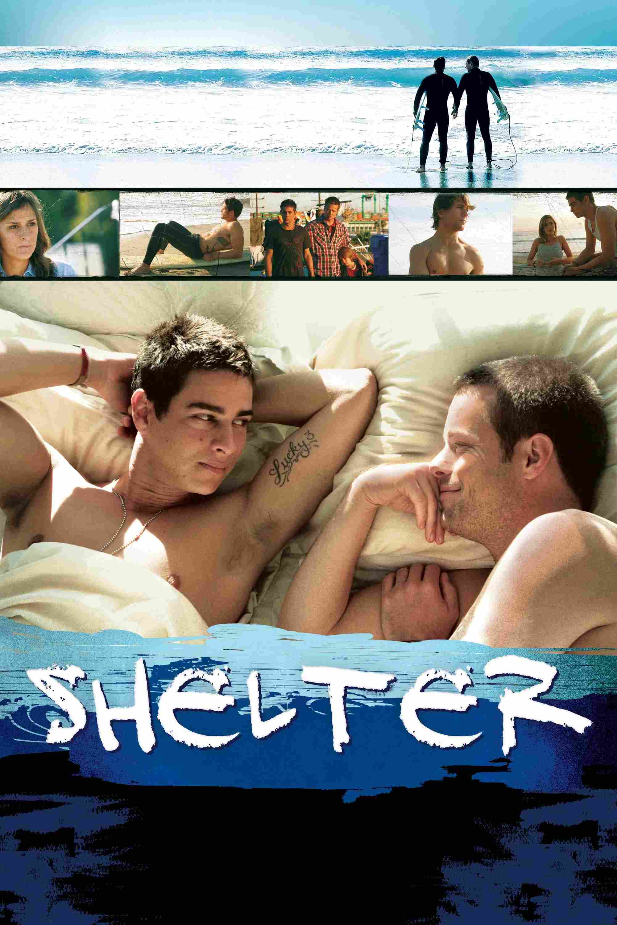 Poster chính thức của phim Phim Tâm Lý, Phim Tình Cảm "Shelter" (Shelter - 2007), với sự tham gia của diễn viên Brad Rowe và Trevor Wright.