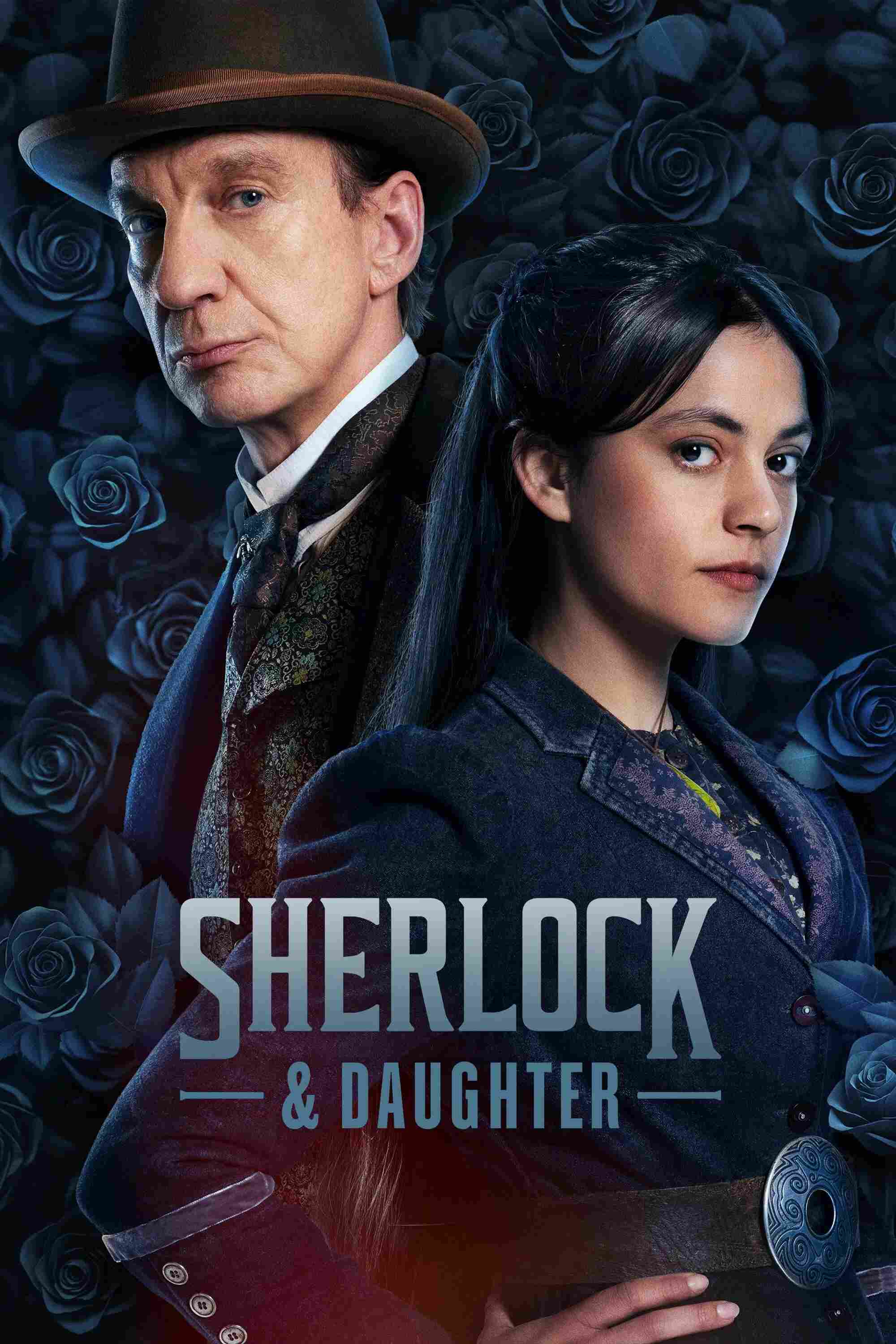 Poster chính thức của phim Phim Tâm Lý, Phim Bí Ẩn "Sherlock và Con gái" (Sherlock & Daughter - 2025), với sự tham gia của diễn viên David Thewlis và Blu Hunt.