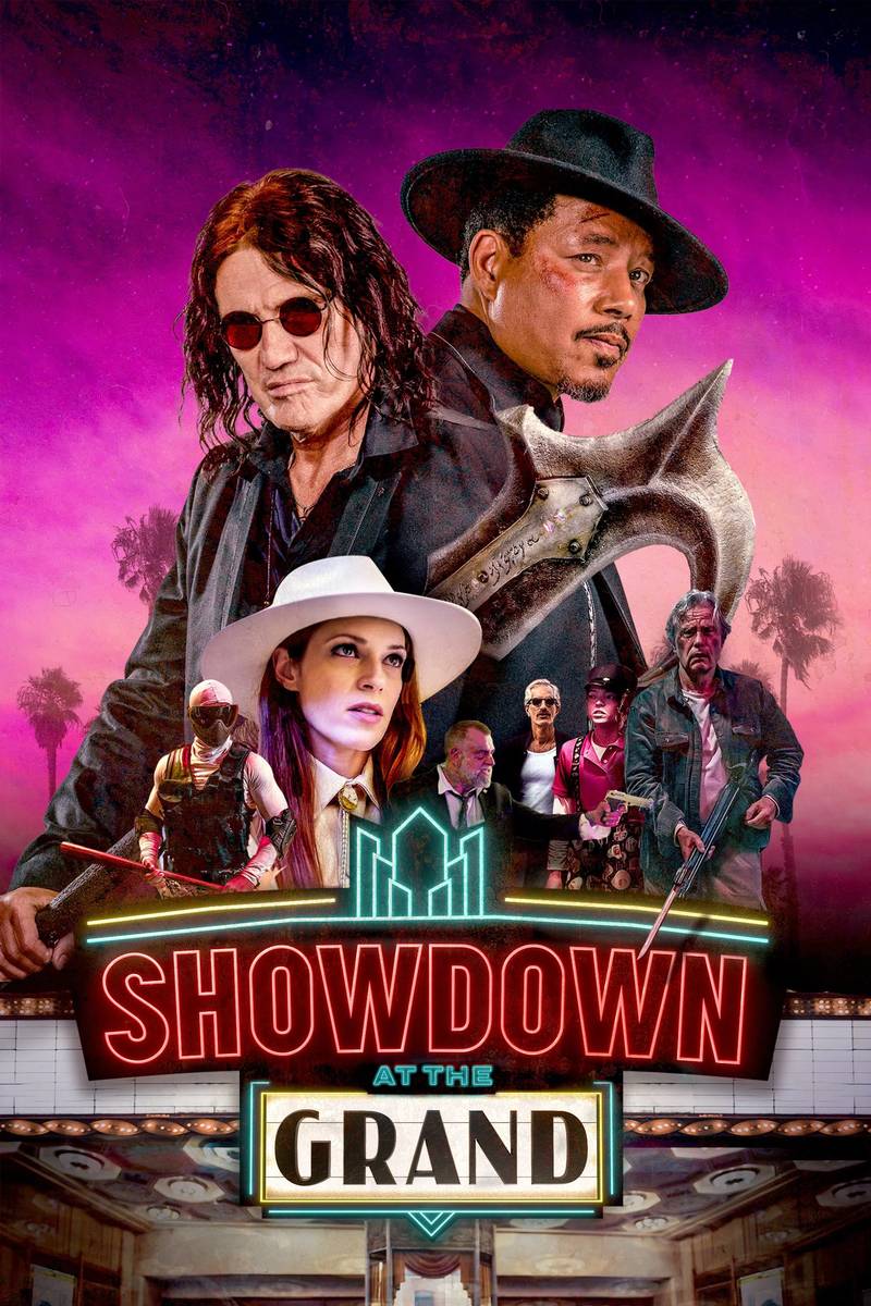 Poster chính thức của phim Phim Hành Động, Phim Hài "Cuộc đối đầu tại Grand" (Showdown at the Grand - 2023), với sự tham gia của diễn viên Terrence Howard và Dolph Lundgren.
