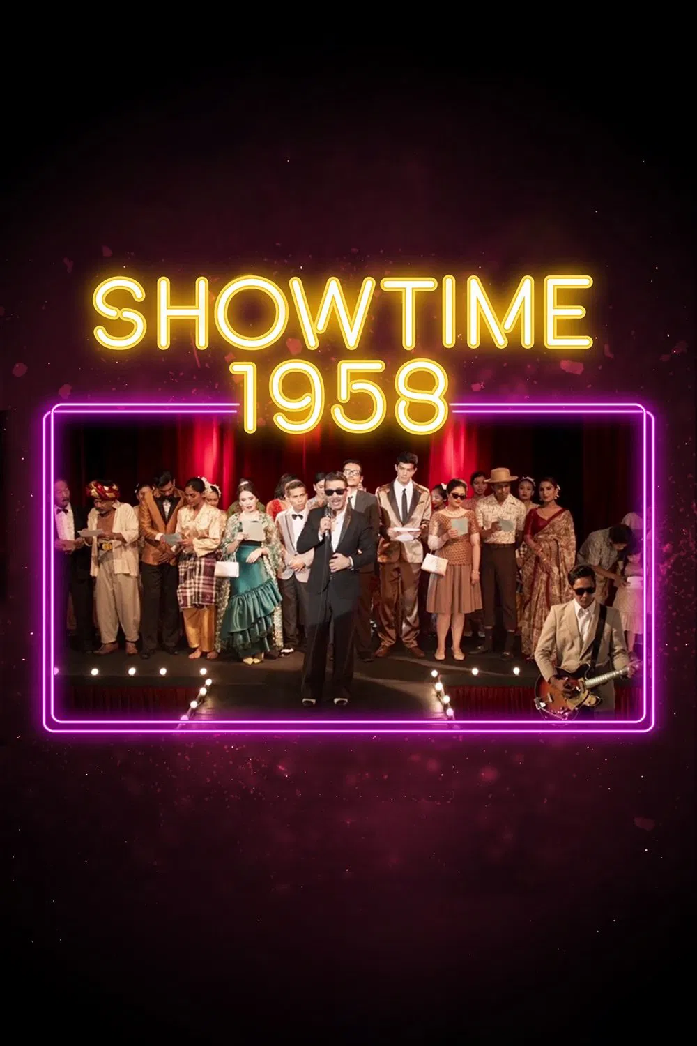 Poster chính thức của phim Phim Tâm Lý "Showtime 1958" (Showtime 1958 - 2020), với sự tham gia của diễn viên Fatin Afeefa và Farah Ahmad.