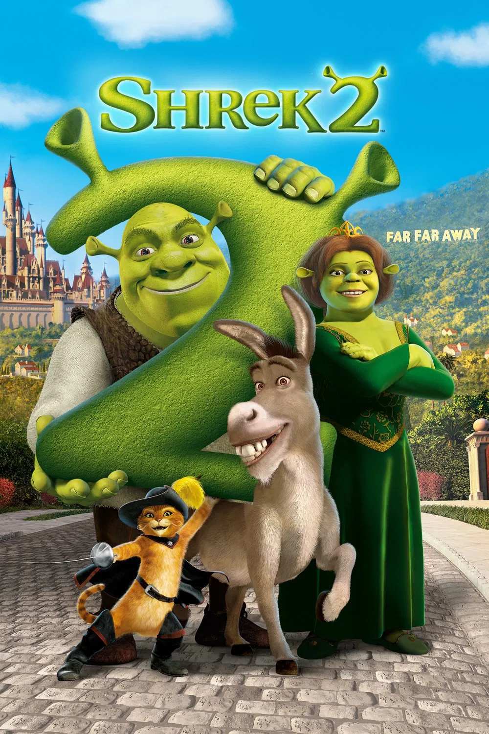 Poster chính thức của phim Phim Hoạt Hình, Phim Gia Đình "Shrek 2" (Shrek 2 - 2004), với sự tham gia của diễn viên Mike Myers và Eddie Murphy.