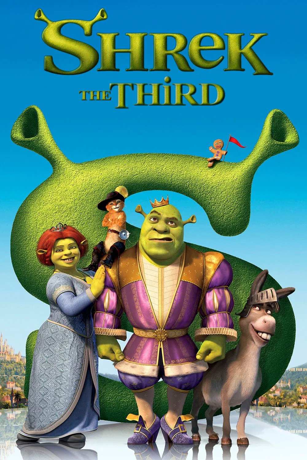 Poster chính thức của phim Phim Giả Tượng, Phim Phiêu Lưu "Shrek 3" (Shrek the Third - 2007), với sự tham gia của diễn viên Mike Myers và Eddie Murphy.