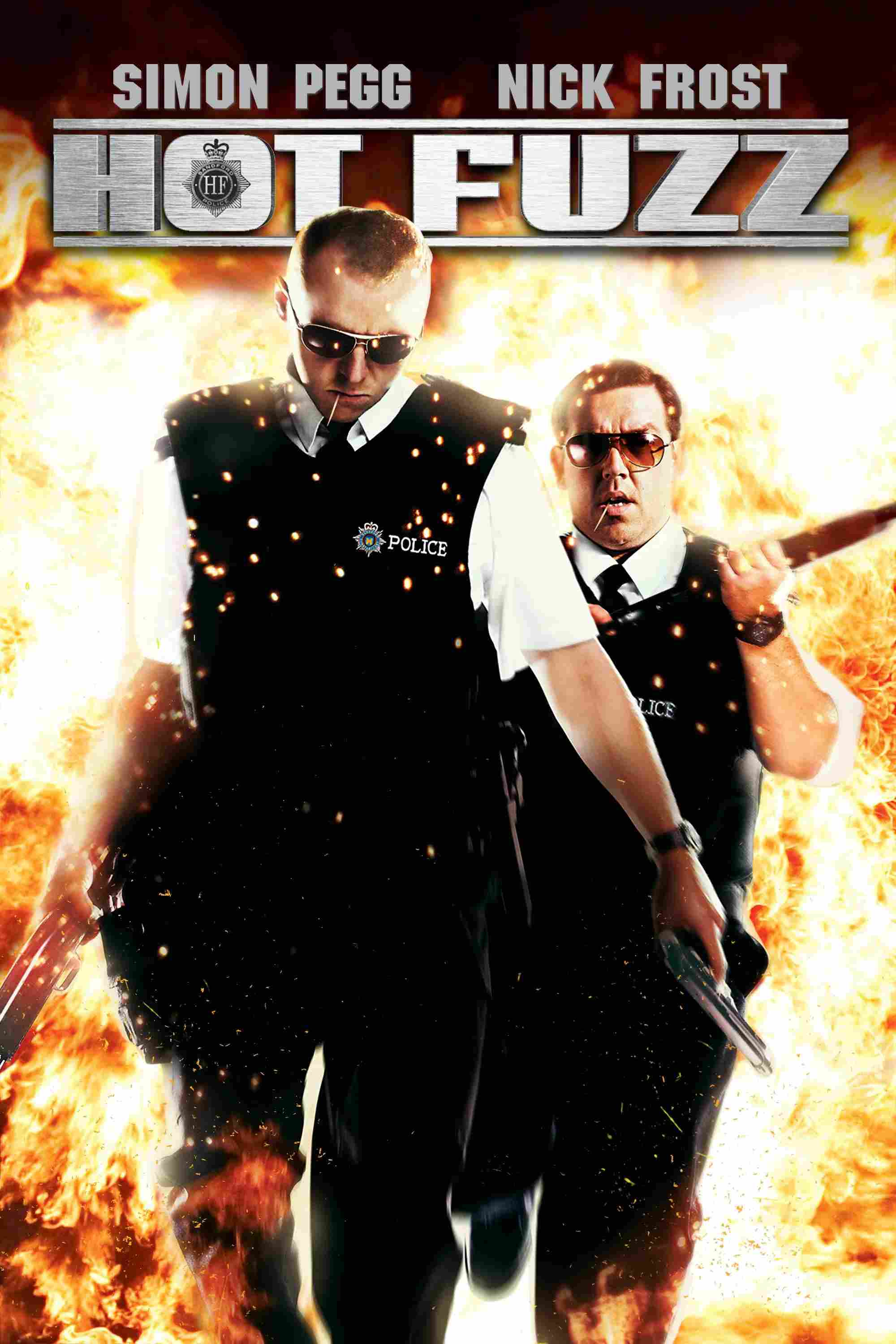 Poster chính thức của phim Phim Hình Sự, Phim Hành Động "Siêu Cớm" (Hot Fuzz - 2007), với sự tham gia của diễn viên Simon Pegg và Nick Frost.