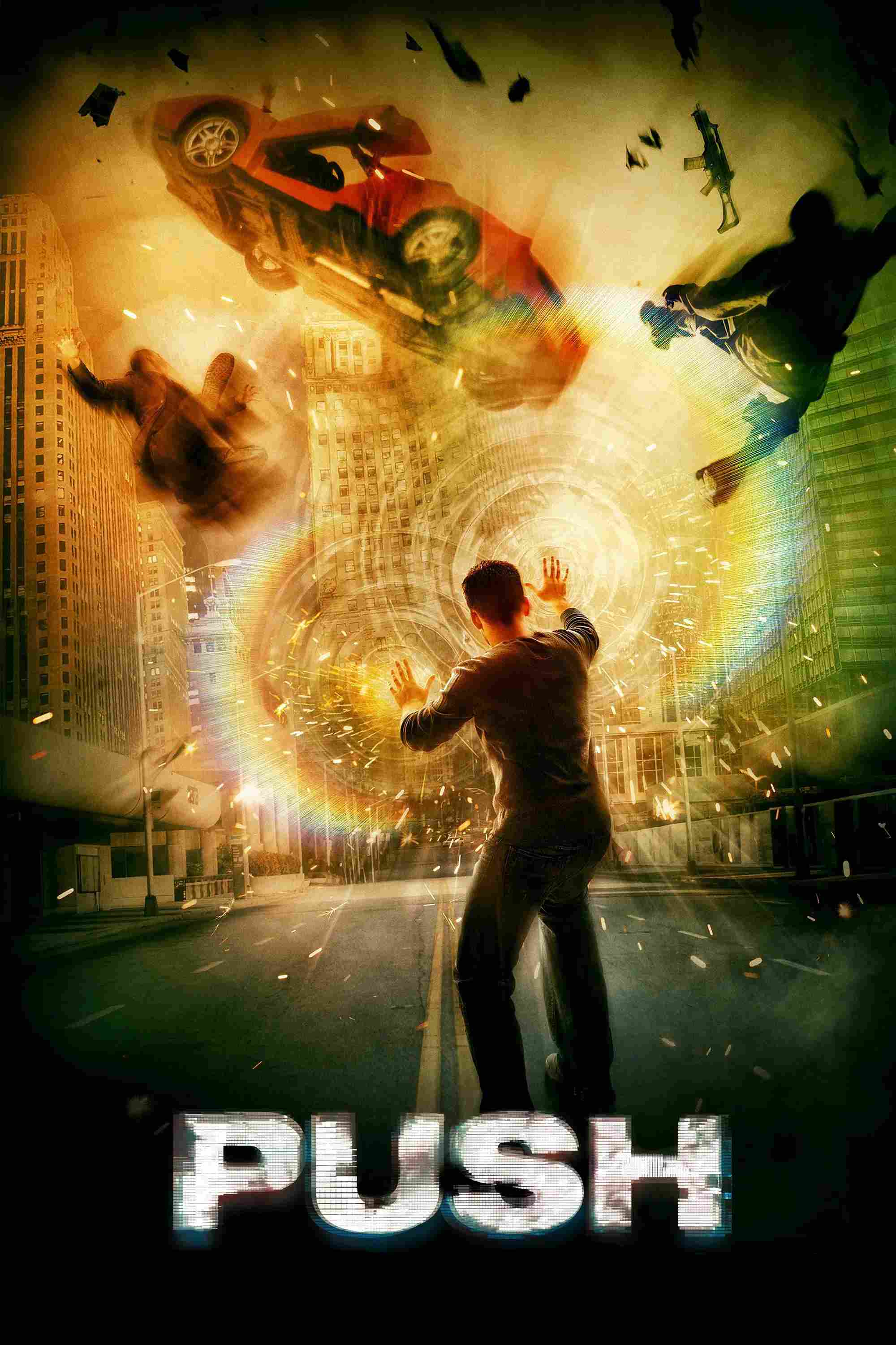 Poster chính thức của phim Phim Viễn Tưởng, Phim Hành Động "Siêu Năng Lực" (Push - 2009), với sự tham gia của diễn viên Chris Evans và Dakota Fanning.