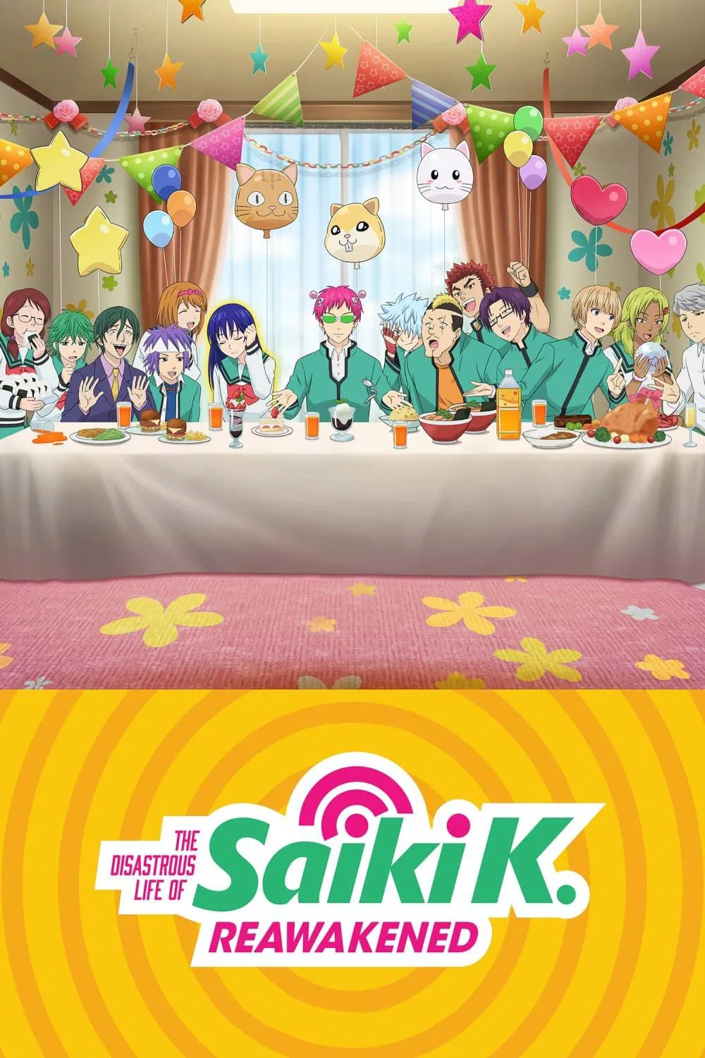 Poster chính thức của phim Phim Hoạt Hình, Phim Hài "Siêu năng lực gia Saiki Kusuo: Tái thức tỉnh" (The Disastrous Life of Saiki K.: Reawakened - 2019), với sự tham gia của diễn viên Hiroshi Kamiya và Ai Kayano.