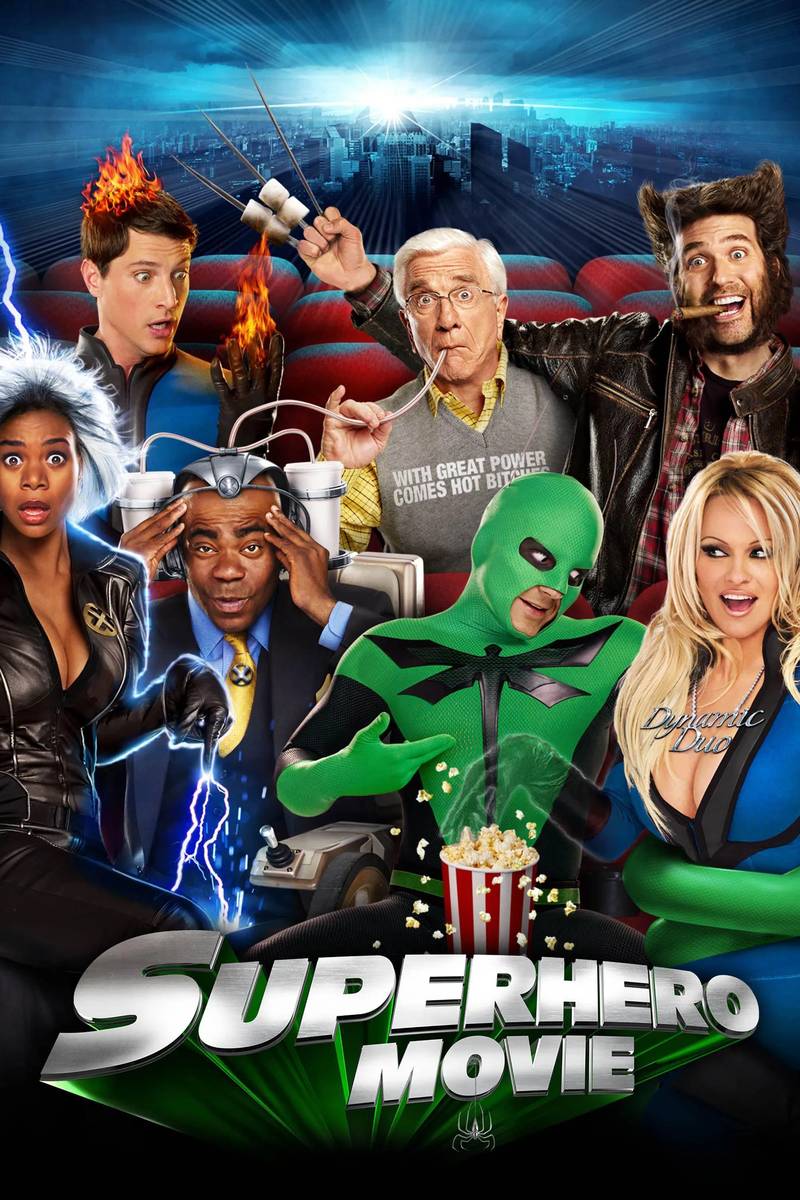 Poster chính thức của phim Phim Hài, Phim Hành Động "Siêu Nhân Chuồn Chuồn" (Superhero Movie - 2008), với sự tham gia của diễn viên Drake Bell và Sara Paxton.