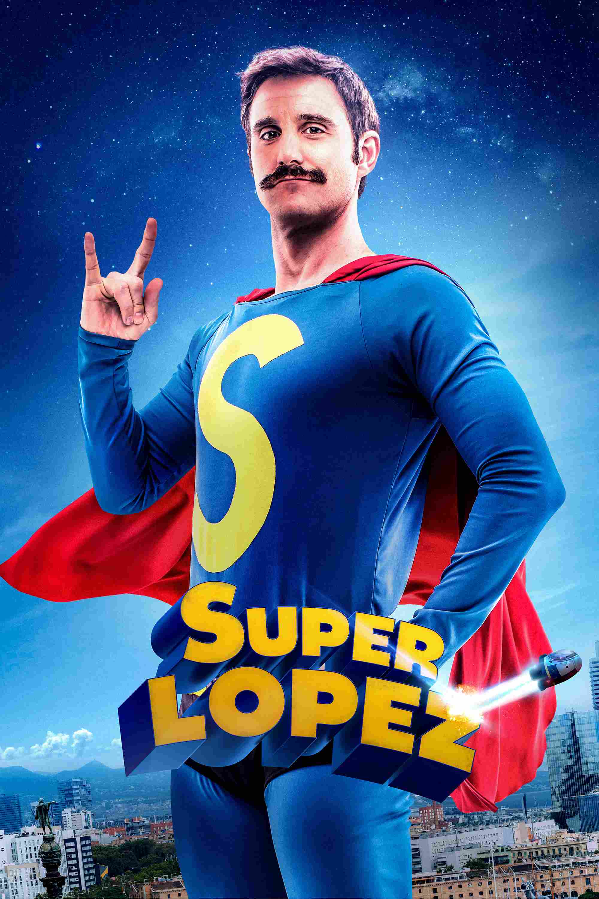 Poster chính thức của phim Phim Hài "Siêu nhân López" (Superlopez - 2018), với sự tham gia của diễn viên Dani Rovira và Alexandra Jiménez.