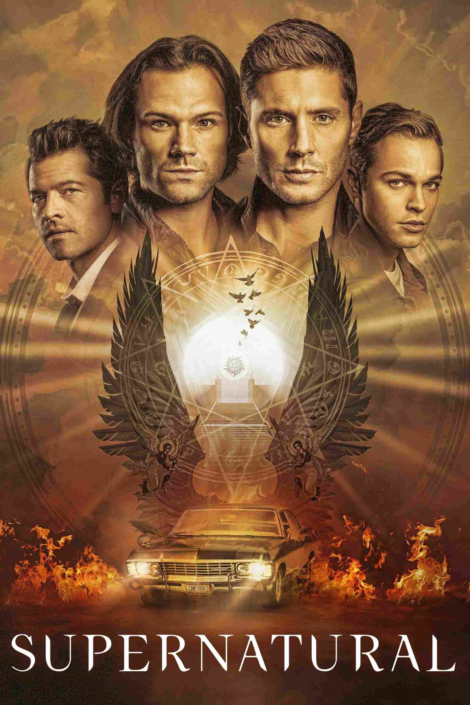 Poster chính thức của phim Phim Tâm Lý, Phim Bí Ẩn "Siêu Nhiên (Phần 4)" (Supernatural - 2005), với sự tham gia của diễn viên Jared Padalecki và Jensen Ackles.