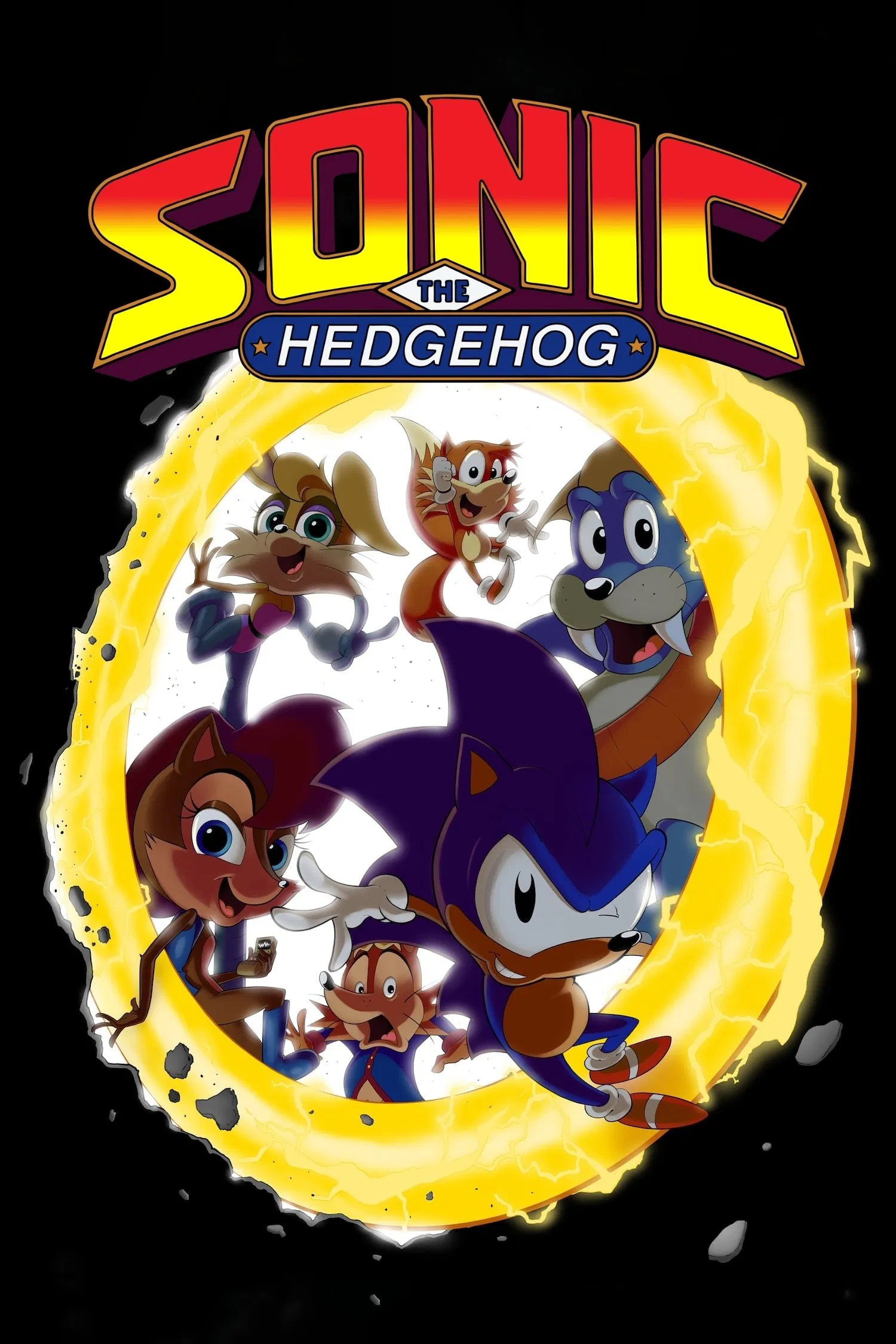 Poster chính thức của phim Phim Hoạt Hình, Phim Hành Động & Phiêu Lưu "Siêu Nhím Sonic" (Sonic the Hedgehog - 1993), với sự tham gia của diễn viên Jaleel White và Kath Soucie.