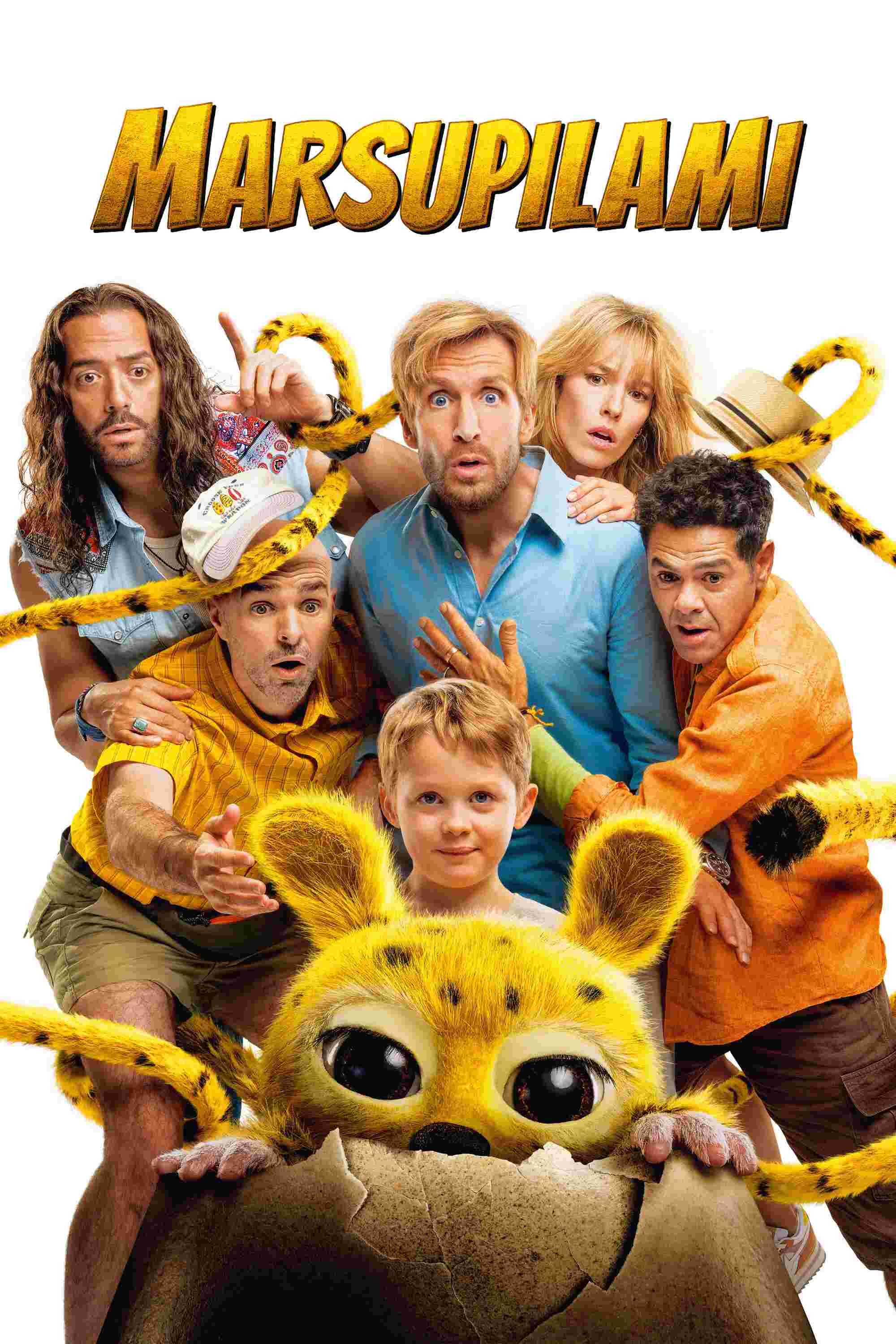 Poster chính thức của phim Phim Phiêu Lưu, Phim Hài "Siêu Quậy Marsupilami" (Marsupilami - 2026), với sự tham gia của diễn viên Philippe Lacheau và Jamel Debbouze.