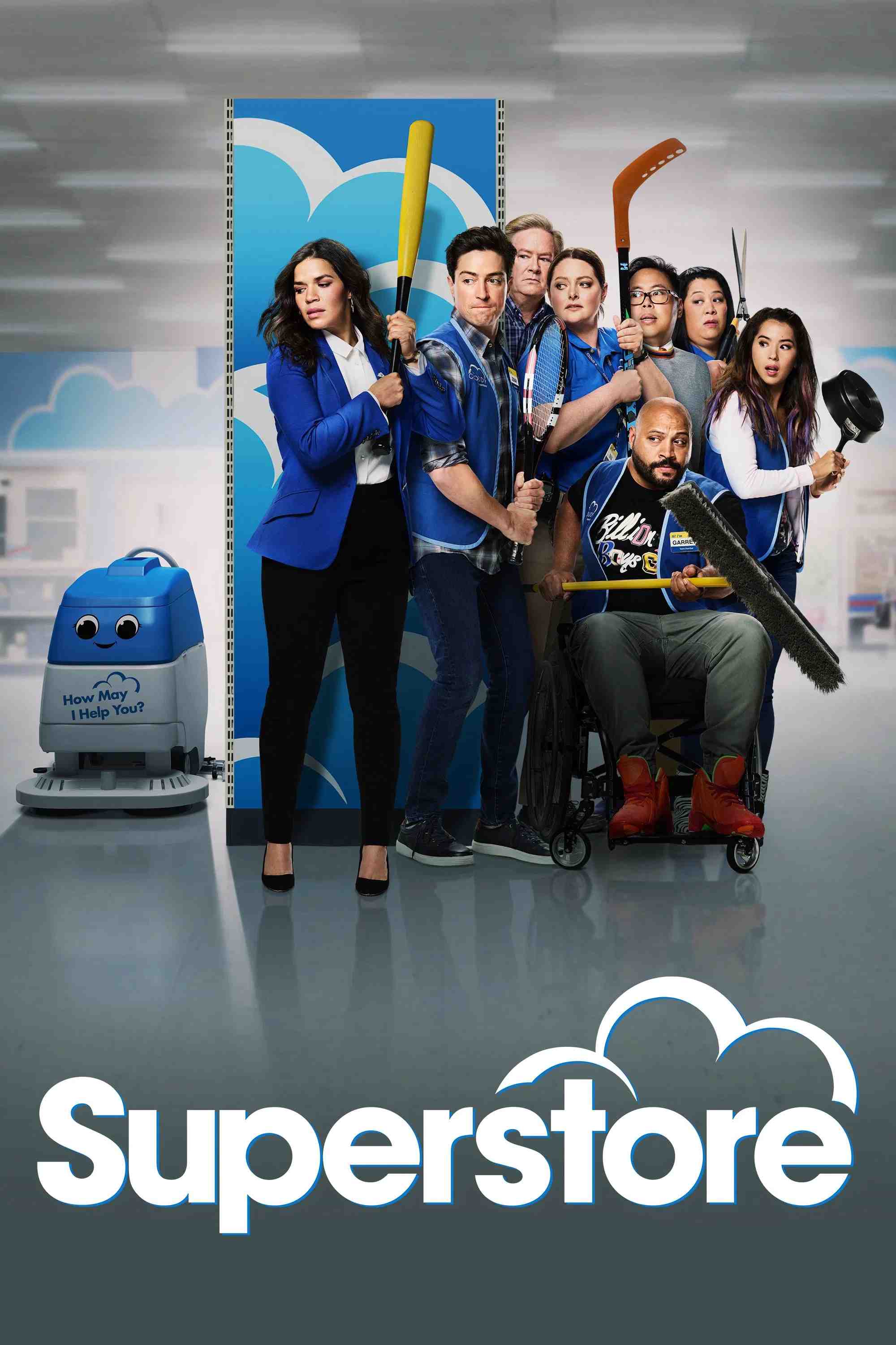 Poster chính thức của phim Phim Hài "Siêu Thị Vui Nhộn (Phần 3)" (Superstore - 2015), với sự tham gia của diễn viên Ben Feldman và Lauren Ash.