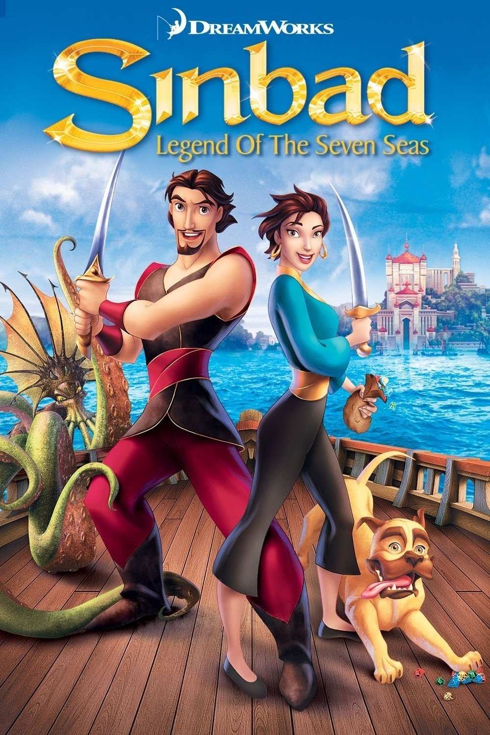 Poster chính thức của phim Phim Gia Đình, Phim Hoạt Hình "Sinbad: Huyền Thoại Bảy Đại Dương" (Sinbad: Legend of the Seven Seas - 2003), với sự tham gia của diễn viên Brad Pitt và Catherine Zeta-Jones.