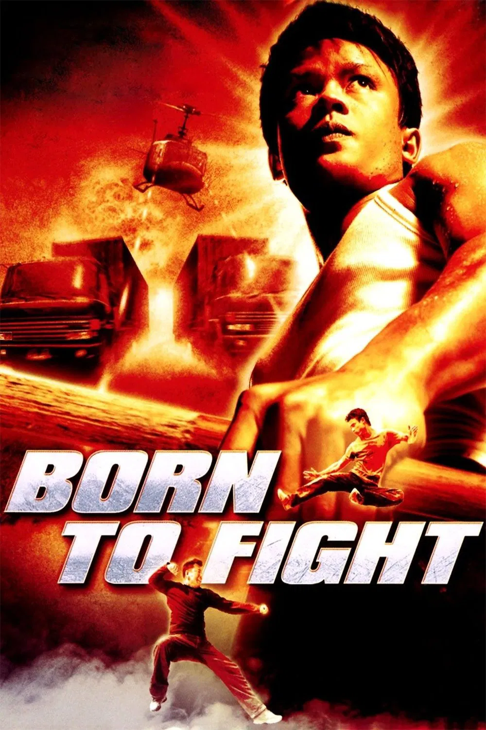 Poster chính thức của phim Phim Hình Sự, Phim Hành Động "Sinh Ra Để Chiến Đấu" (Born to Fight - 2004), với sự tham gia của diễn viên Noppol Gomarachun và Santisuk Promsiri.