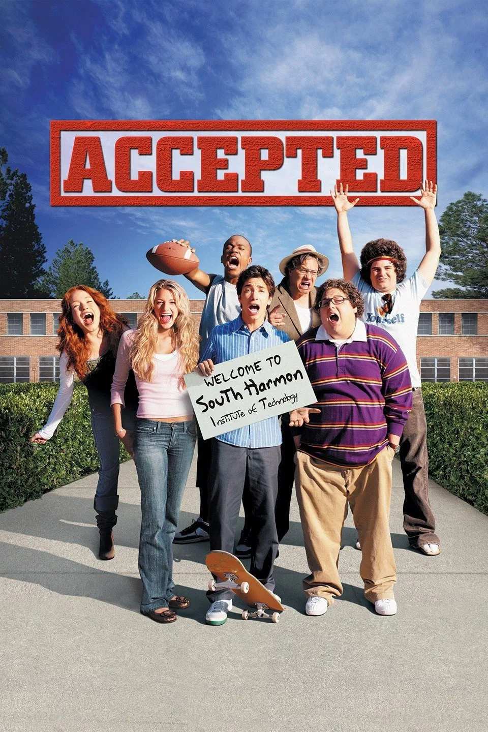 Poster chính thức của phim Phim Hài "Sinh Viên Thời @" (Accepted - 2006), với sự tham gia của diễn viên Justin Long và Jonah Hill.