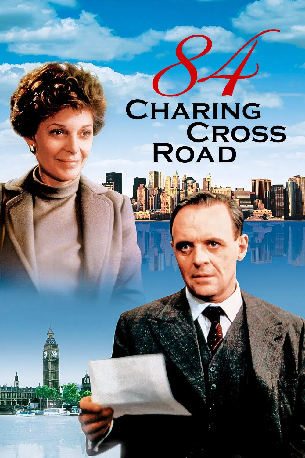 Poster chính thức của phim Phim Tâm Lý, Phim Tình Cảm "Số 84 Đường Charing Cross" (84 Charing Cross Road - 1987), với sự tham gia của diễn viên Anne Bancroft và Anthony Hopkins.