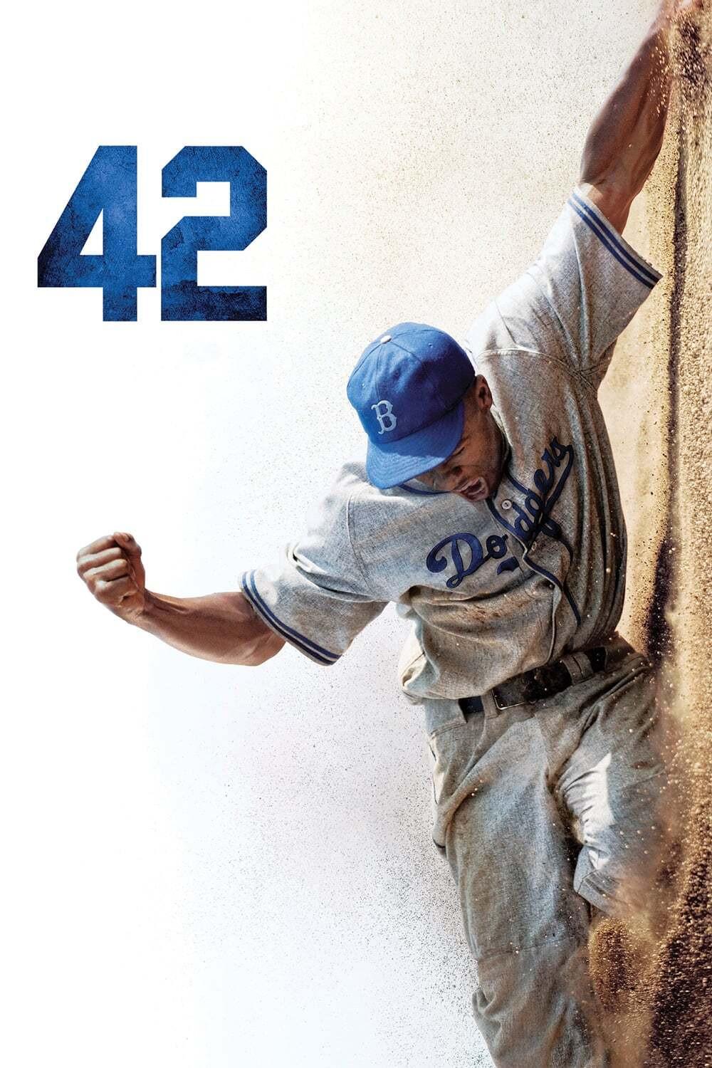 Poster chính thức của phim Phim Tâm Lý "Số Áo 42 Huyền Thoại" (42 - 2013), với sự tham gia của diễn viên Chadwick Boseman và Harrison Ford.
