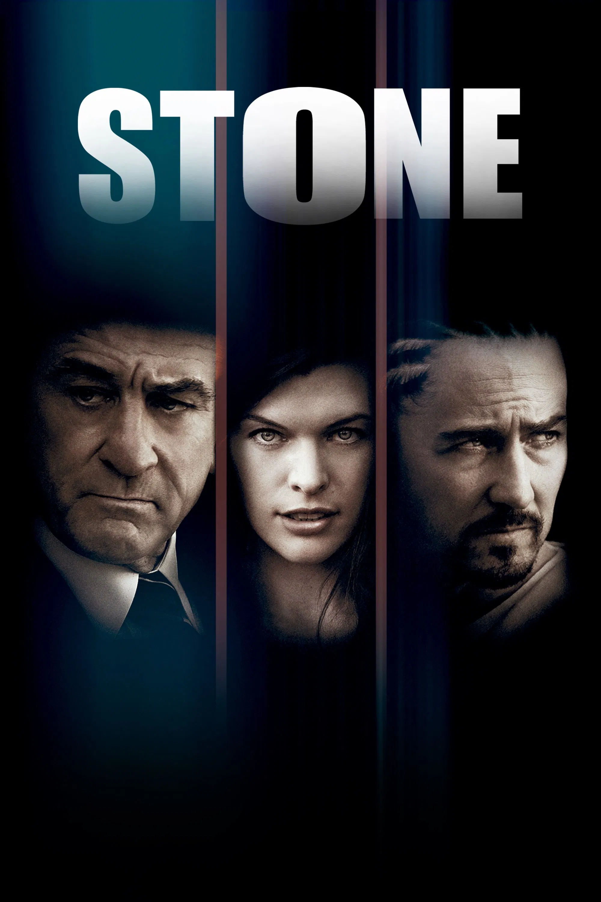 Poster chính thức của phim Phim Tâm Lý, Phim Giật Gân "Sỏi Đá" (Stone - 2010), với sự tham gia của diễn viên Robert De Niro và Edward Norton.