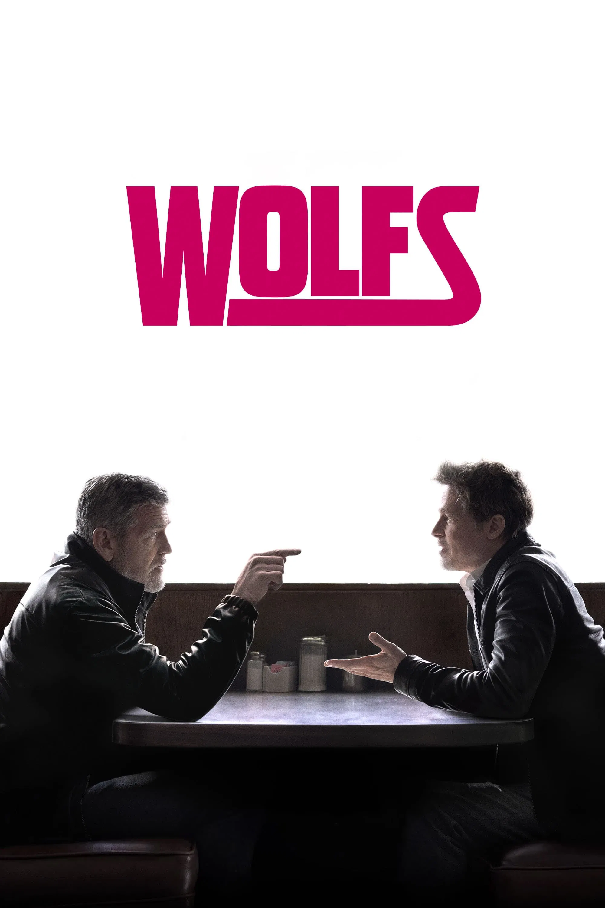 Poster chính thức của phim Phim Hình Sự, Phim Hài ""Sói" Thủ Đối Đầu - Wolfs" (Wolfs - 2024), với sự tham gia của diễn viên George Clooney và Brad Pitt.