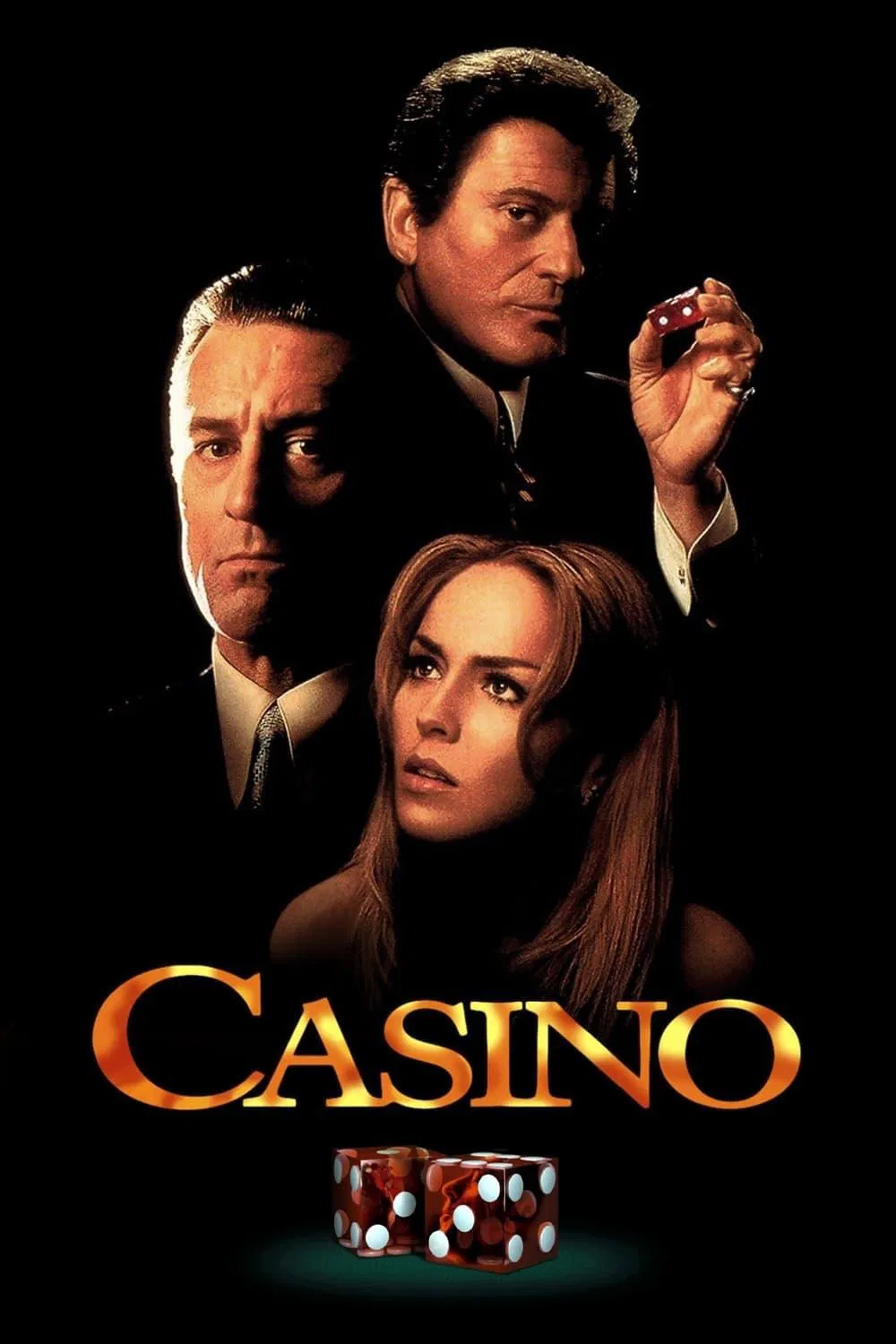 Poster chính thức của phim Phim Hình Sự, Phim Tâm Lý "Sòng Bạc" (Casino - 1995), với sự tham gia của diễn viên Robert De Niro và Sharon Stone.