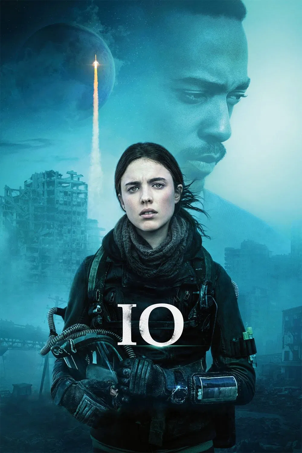 Poster chính thức của phim Phim Viễn Tưởng "Sống Còn" (IO - 2019), với sự tham gia của diễn viên Margaret Qualley và Anthony Mackie.