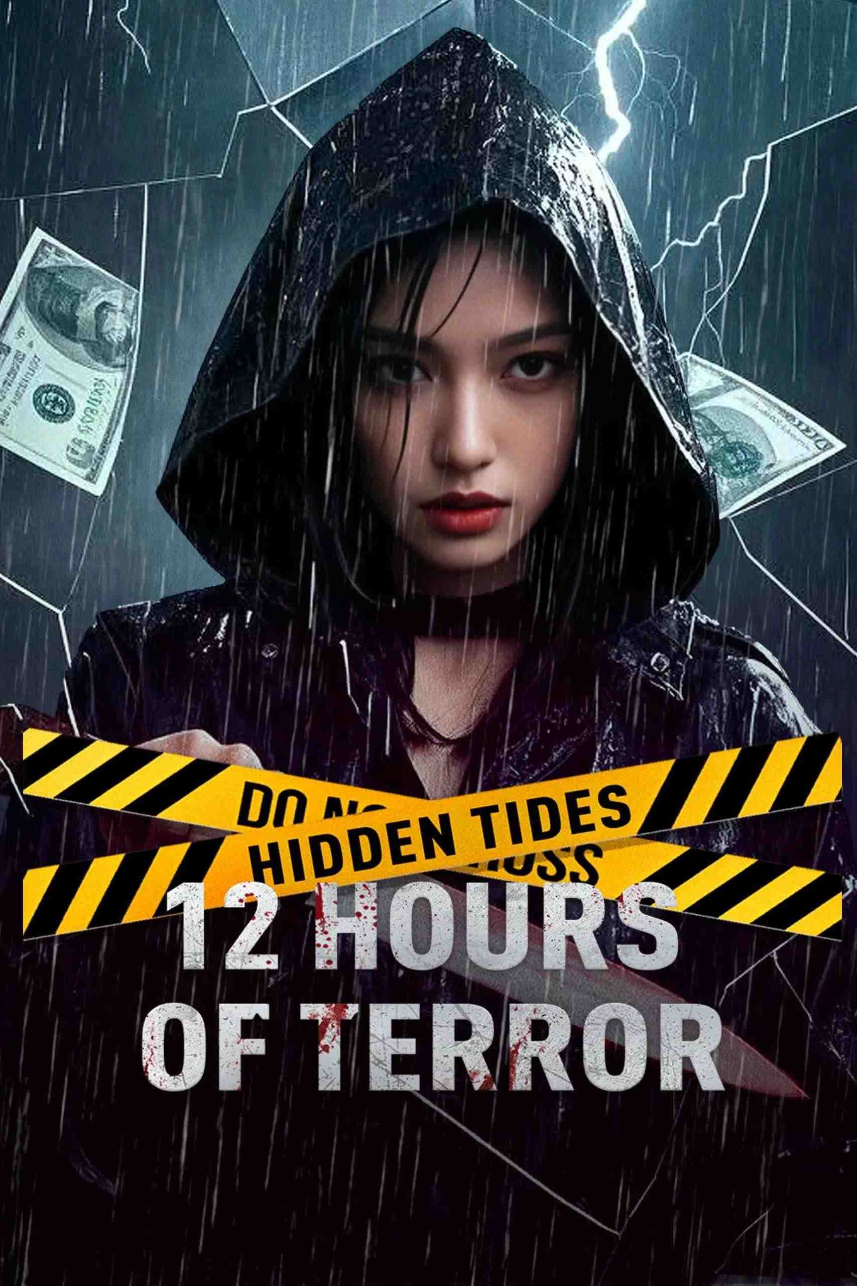Poster chính thức của phim Phim Hành Động, Phim Hình Sự "Sóng Ngầm Cuộn Trào: 12 Tiếng Kinh Hoàng" (Hidden Tides: 12 Hours of Terror - 2025), với sự tham gia của diễn viên Jurat và Zhang Huan.