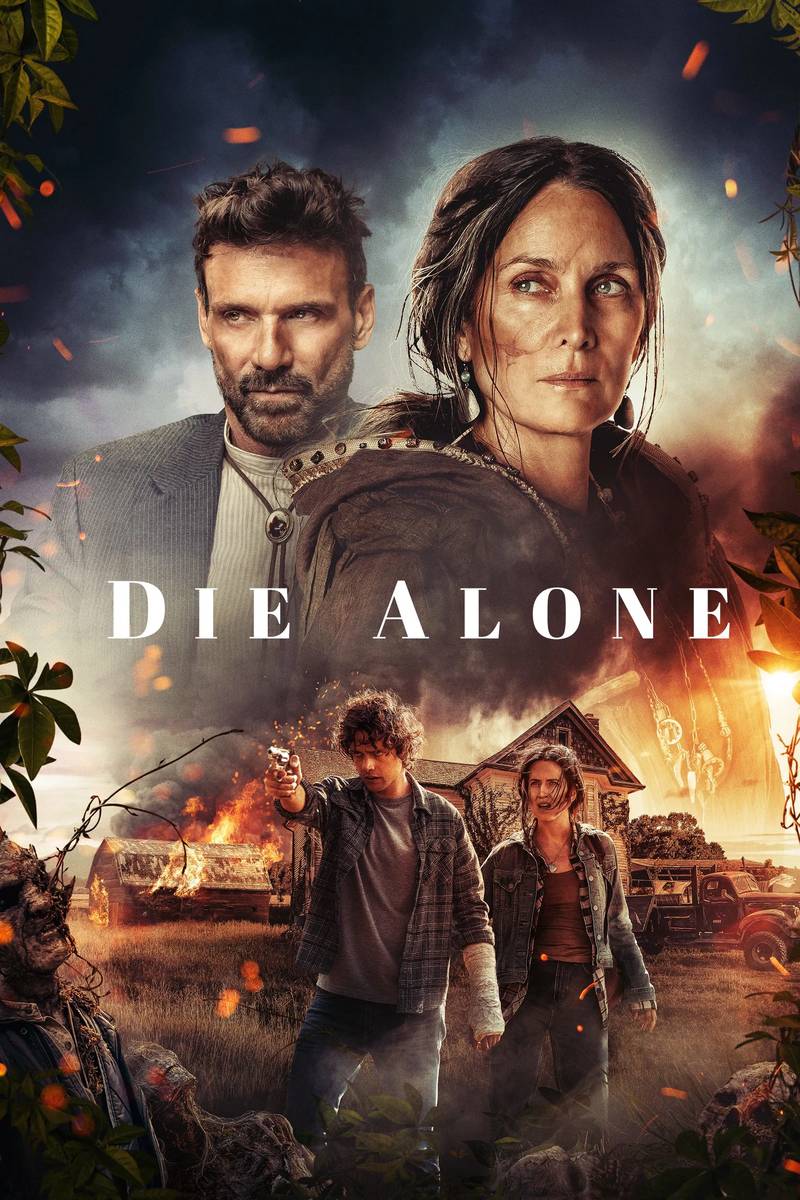 Poster chính thức của phim Phim Kinh Dị, Phim Giật Gân "Sống Sót Trong Cô Độc" (Die Alone - 2024), với sự tham gia của diễn viên Carrie-Anne Moss và Douglas Smith.