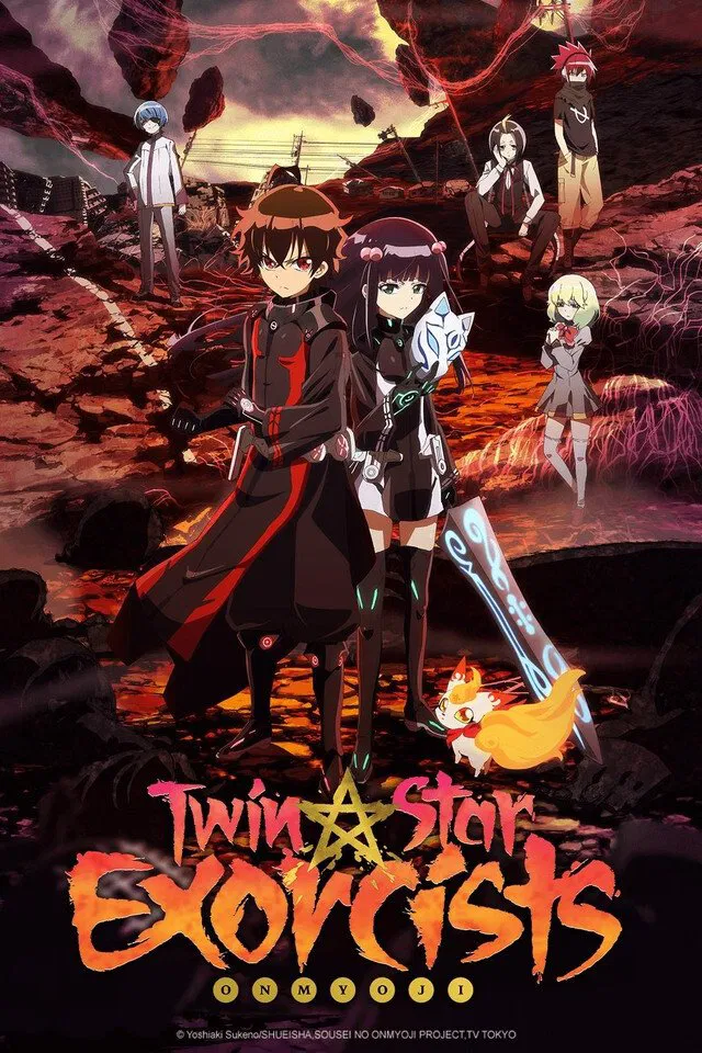 Poster chính thức của phim Phim Hoạt Hình, Phim Hành Động & Phiêu Lưu "Song tinh diệt quỷ sư" (Twin Star Exorcists - 2016), với sự tham gia của diễn viên Harae Natsuki và Megumi Han.