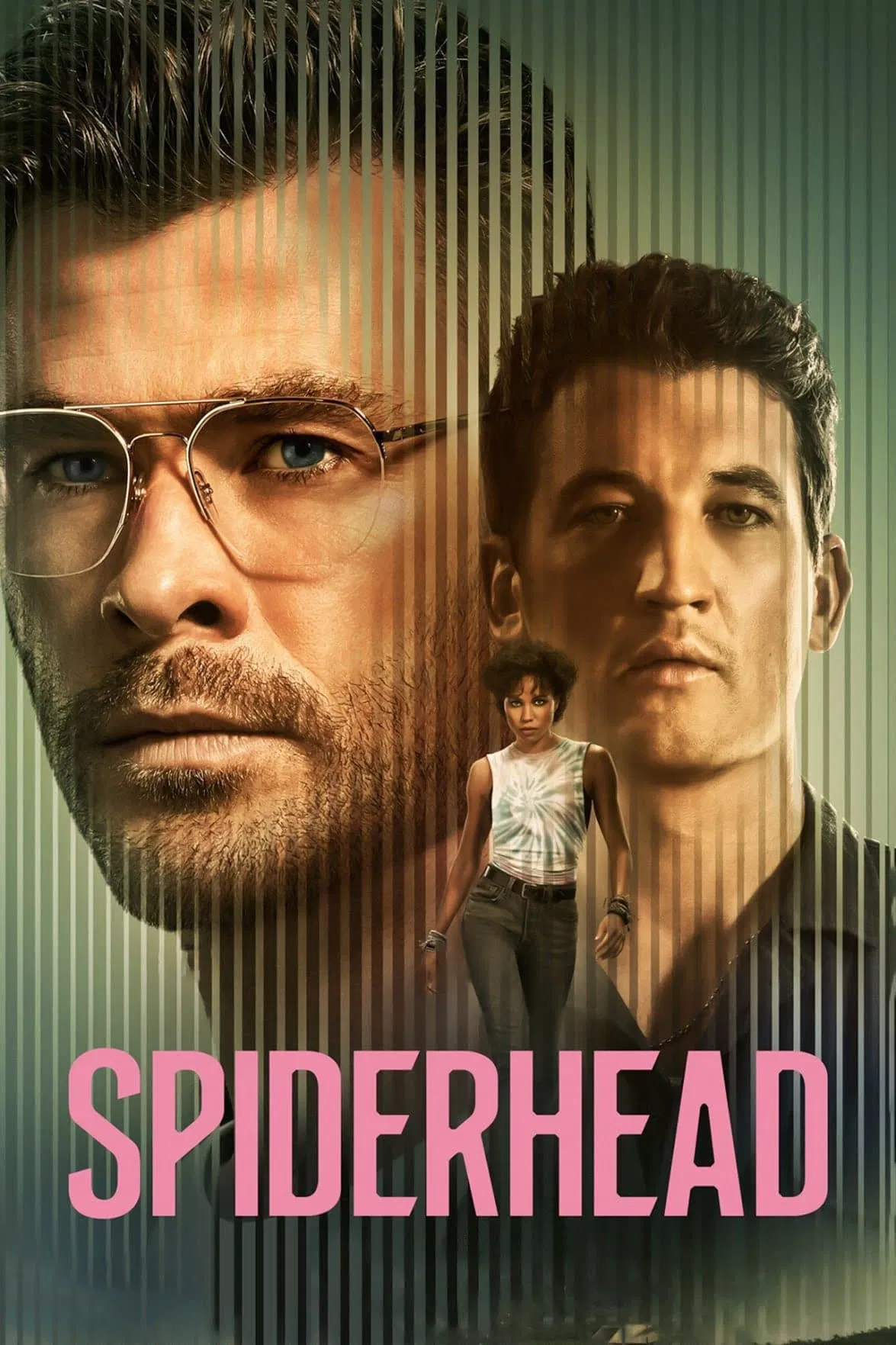 Poster chính thức của phim Phim Viễn Tưởng, Phim Giật Gân "Đầu Nhện" (Spiderhead - 2022), với sự tham gia của diễn viên Chris Hemsworth và Miles Teller.