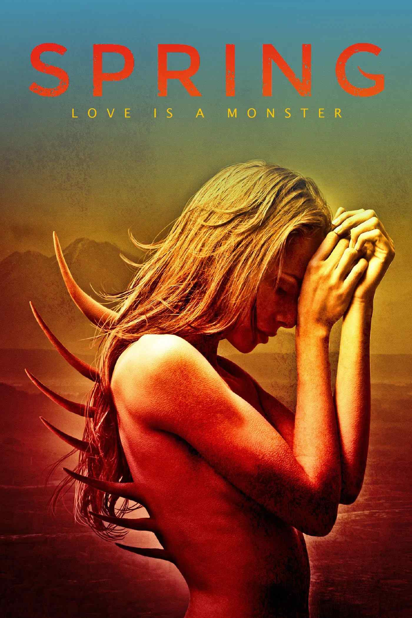 Poster chính thức của phim Phim Kinh Dị, Phim Tình Cảm "Spring" (Spring - 2014), với sự tham gia của diễn viên Lou Taylor Pucci và Nadia Hilker.