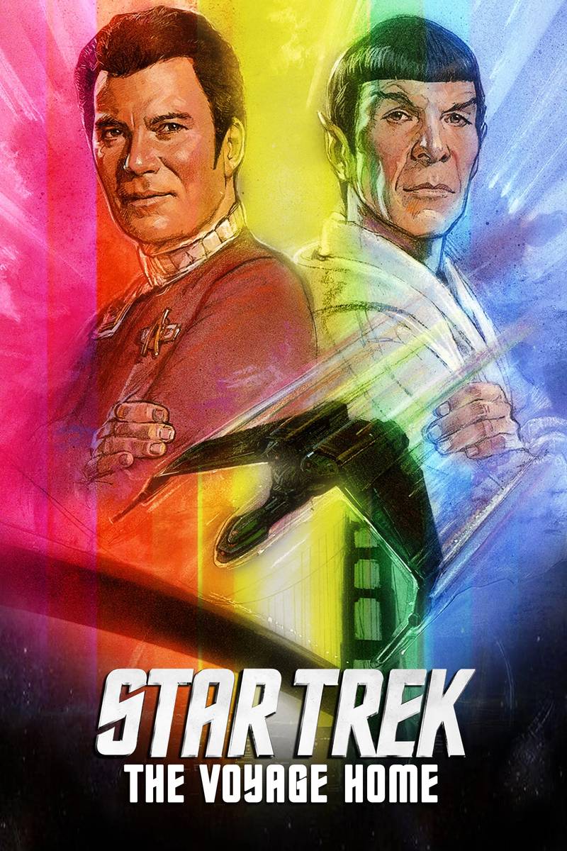 Poster chính thức của phim Phim Viễn Tưởng, Phim Phiêu Lưu "Star Trek 4: Hành Trình Về Nhà" (Star Trek IV: The Voyage Home - 1986), với sự tham gia của diễn viên William Shatner và Leonard Nimoy.