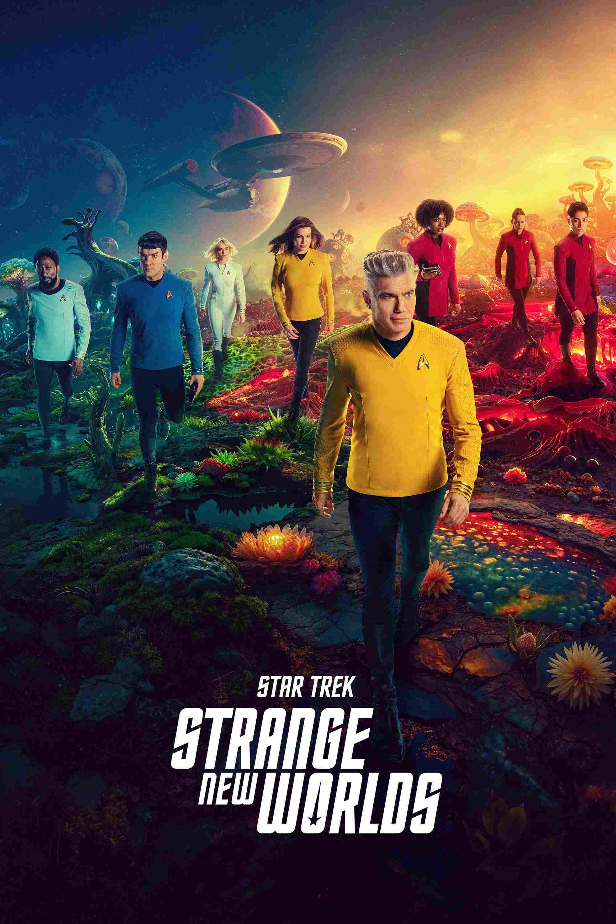 Poster chính thức của phim Phim Viễn Tưởng & Giả Tưởng, Phim Tâm Lý "Star Trek: Những Miền Đất Mới (Phần 3)" (Star Trek: Strange New Worlds - 2022), với sự tham gia của diễn viên Anson Mount và Ethan Peck.
