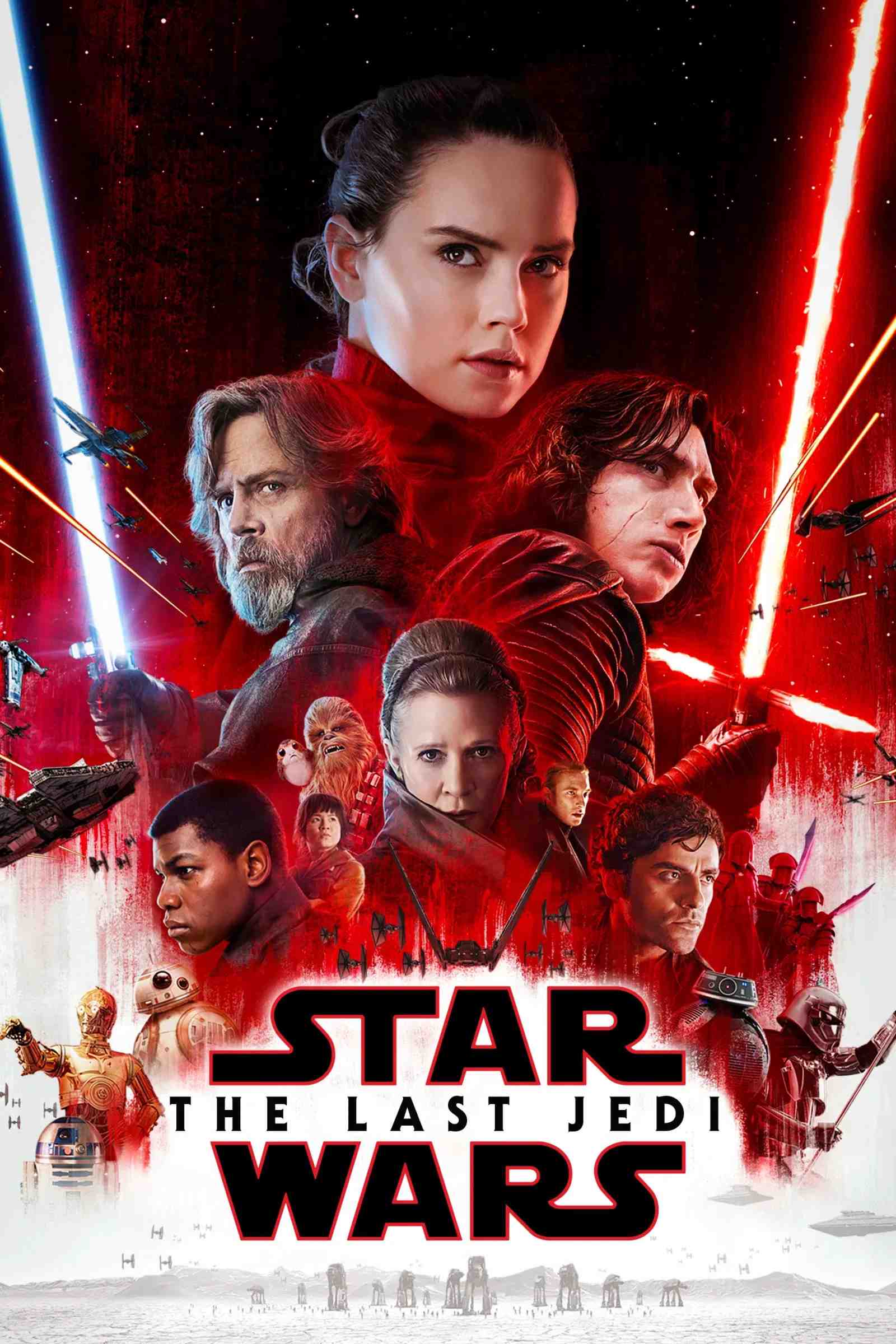 Poster chính thức của phim Phim Phiêu Lưu, Phim Hành Động "Star Wars: Jedi Cuối Cùng" (Star Wars: The Last Jedi - 2017), với sự tham gia của diễn viên Mark Hamill và Carrie Fisher.
