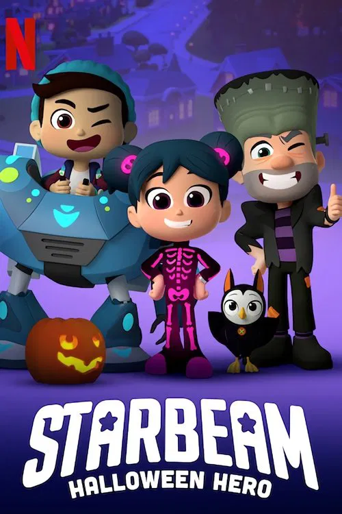 Poster chính thức của phim Phim Hoạt Hình "StarBeam: Giải Cứu Halloween" (StarBeam: Halloween Hero - 2020), với sự tham gia của diễn viên Dean Petriw và Terry Klassen.