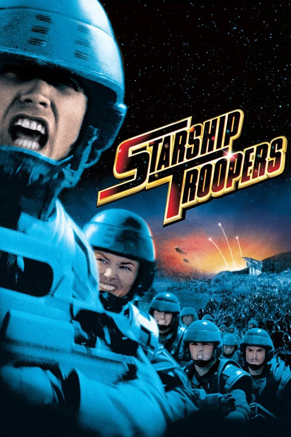 Poster chính thức của phim Phim Phiêu Lưu, Phim Hành Động "Starship Troopers" (Starship Troopers - 1997), với sự tham gia của diễn viên Casper Van Dien và Dina Meyer.