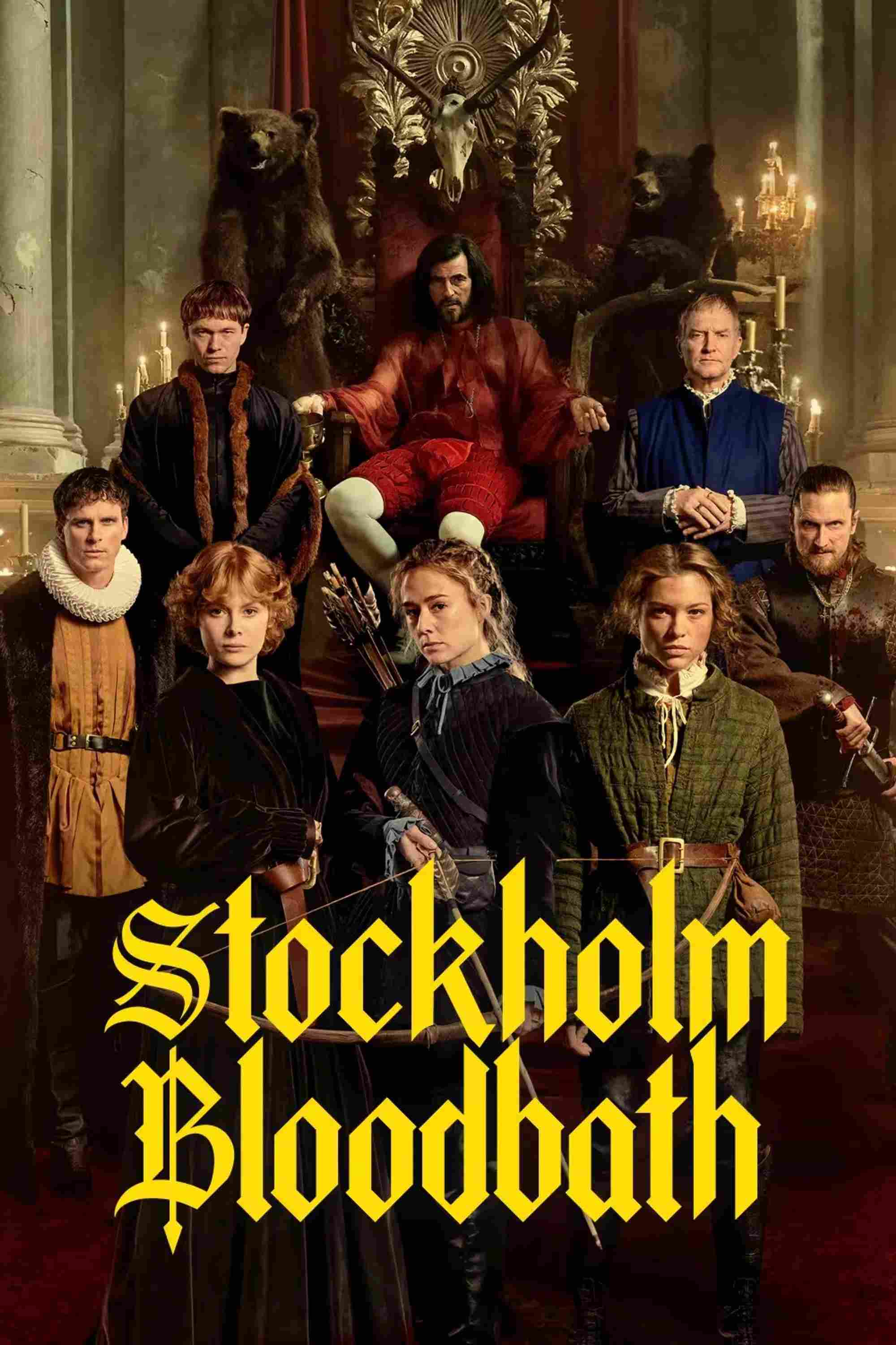 Poster chính thức của phim Phim Hành Động, Phim Lịch Sử "Stockholm tắm máu" (Stockholm Bloodbath - 2024), với sự tham gia của diễn viên Sophie Cookson và Claes Bang.