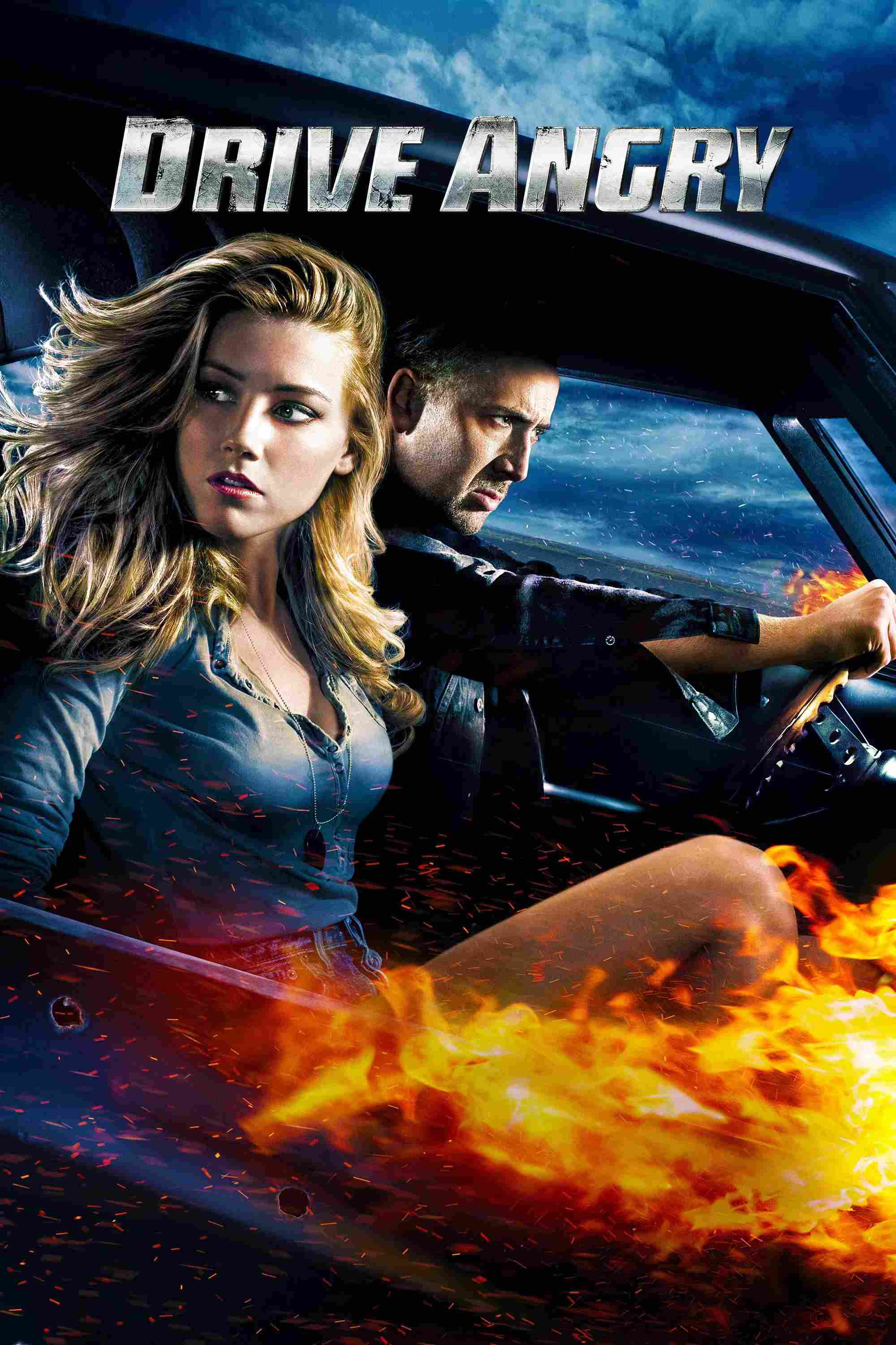 Poster chính thức của phim Phim Giả Tượng, Phim Giật Gân "Sứ Giả Địa Ngục" (Drive Angry - 2011), với sự tham gia của diễn viên Nicolas Cage và Amber Heard.