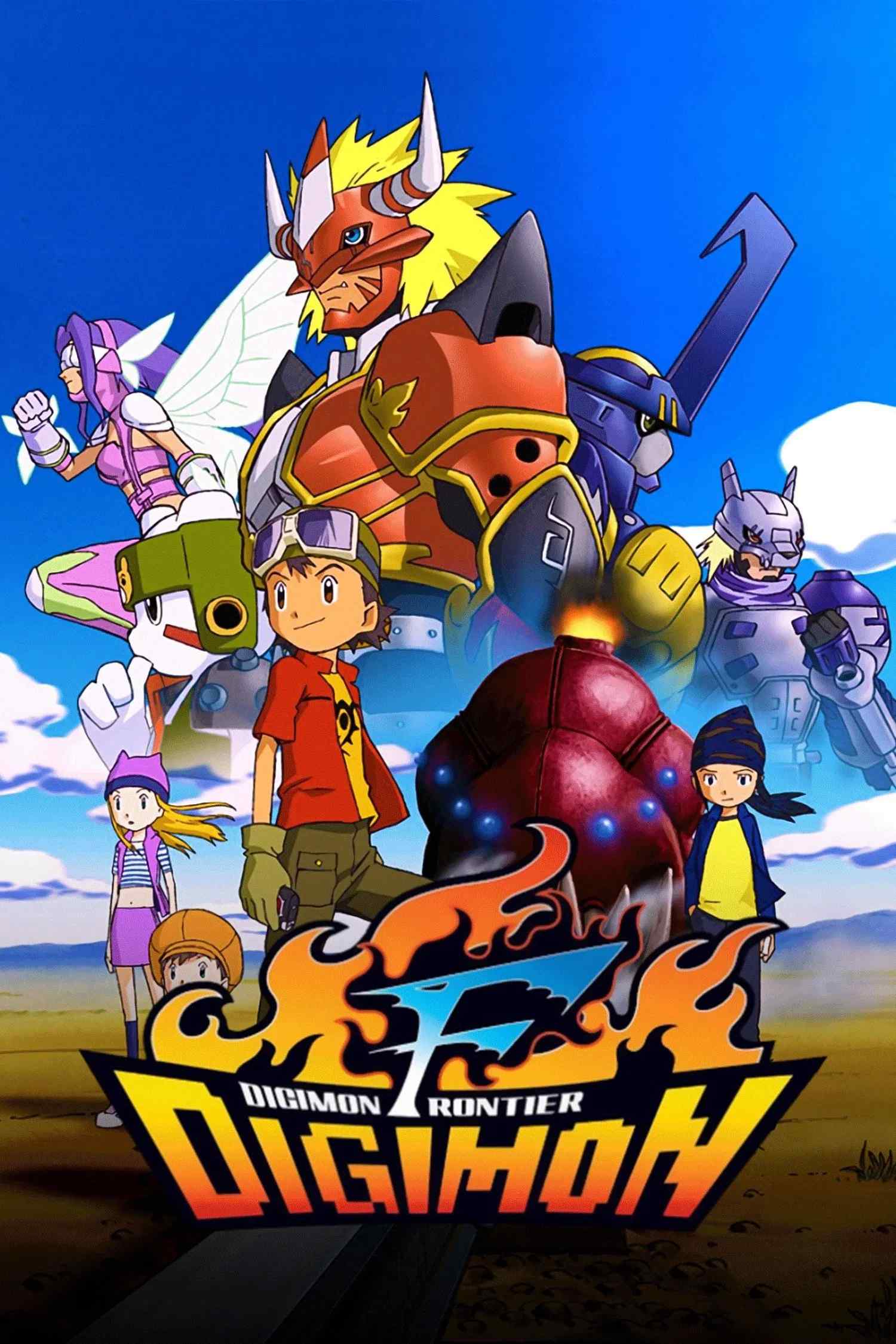 Poster chính thức của phim Phim Hoạt Hình, Phim Hành Động & Phiêu Lưu "Sự Hồi Sinh Của Digimon Cổ Đại!" (Digimon Frontier - 2002), với sự tham gia của diễn viên Junko Takeuchi và Hiroshi Kamiya.