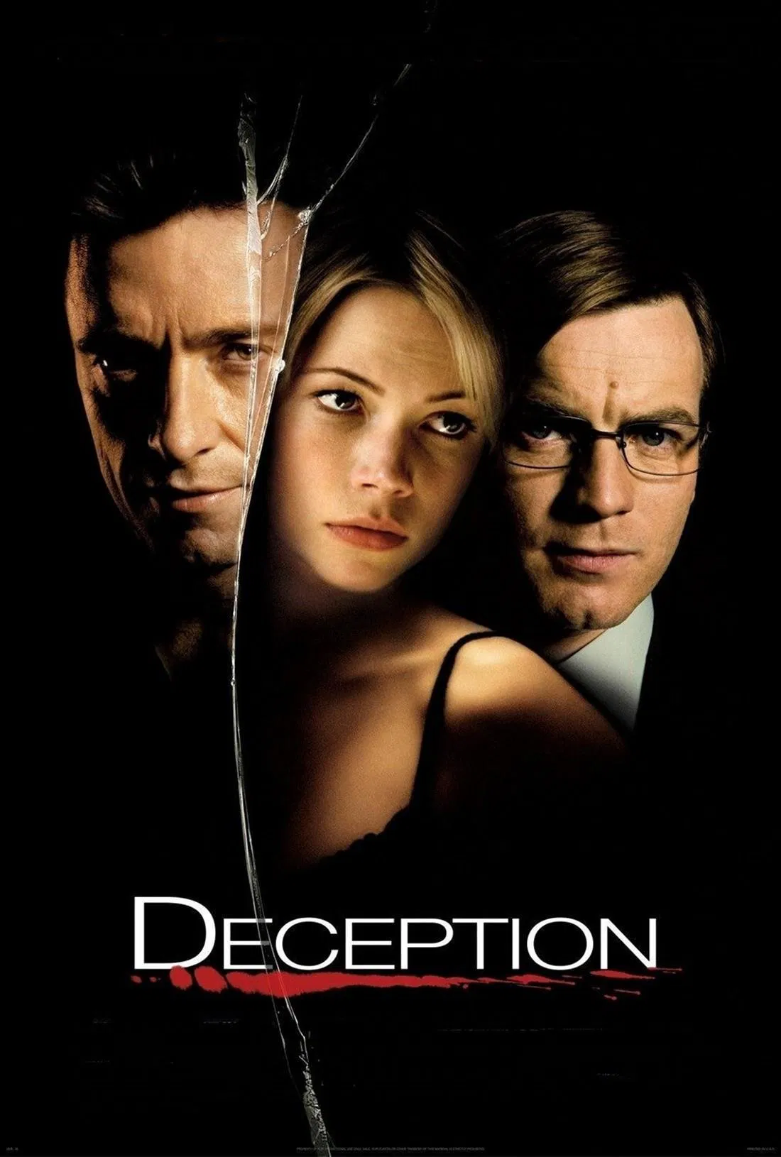 Poster chính thức của phim Phim Giật Gân, Phim Bí Ẩn "Sự Lừa Dối" (Deception - 2008), với sự tham gia của diễn viên Ewan McGregor và Hugh Jackman.