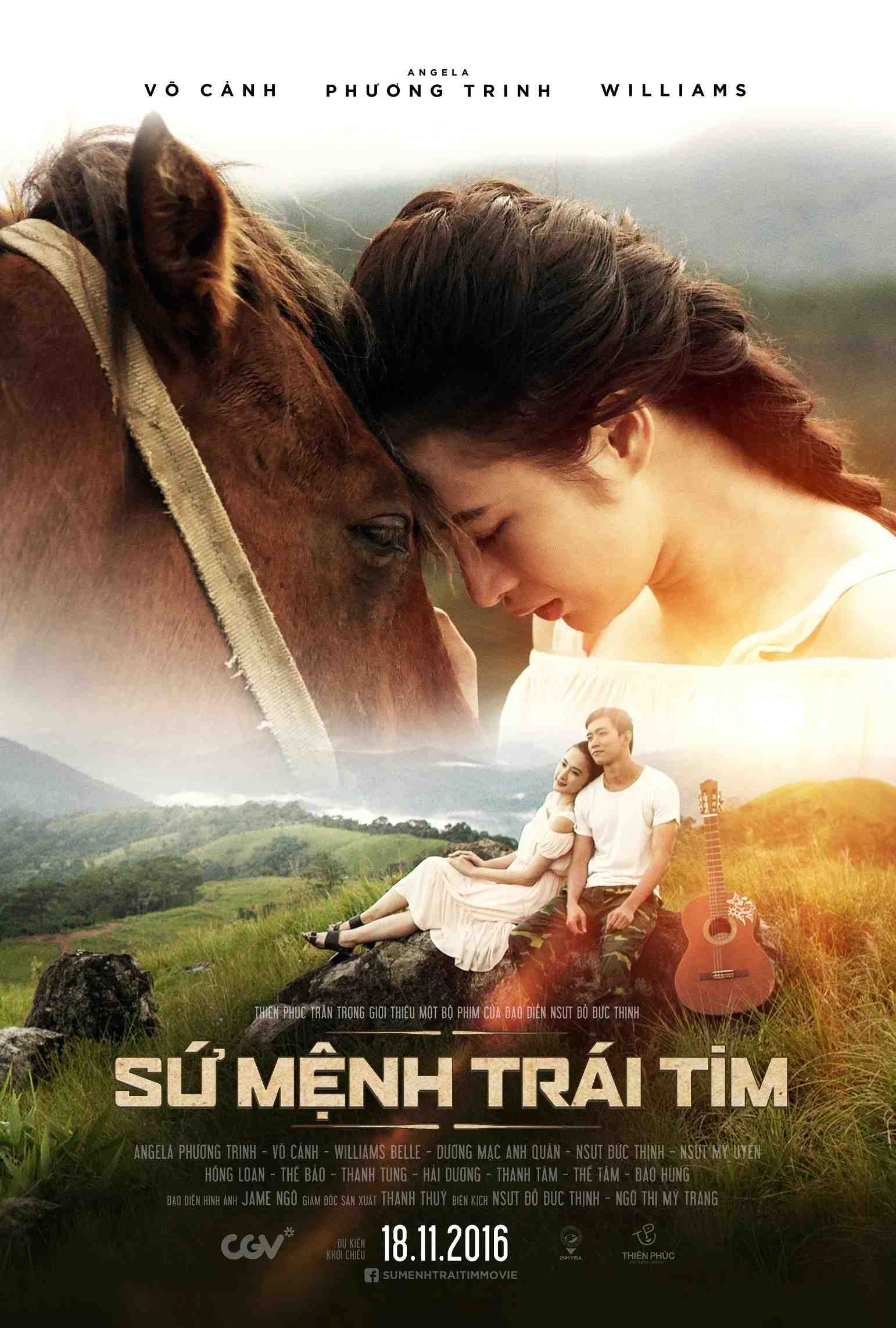 Poster chính thức của phim Phim Hình Sự, Phim Tình Cảm "Sứ Mệnh Trái Tim" (Sứ Mệnh Trái Tim - 2016), với sự tham gia của diễn viên Angela Phương Trinh và Võ Cảnh.