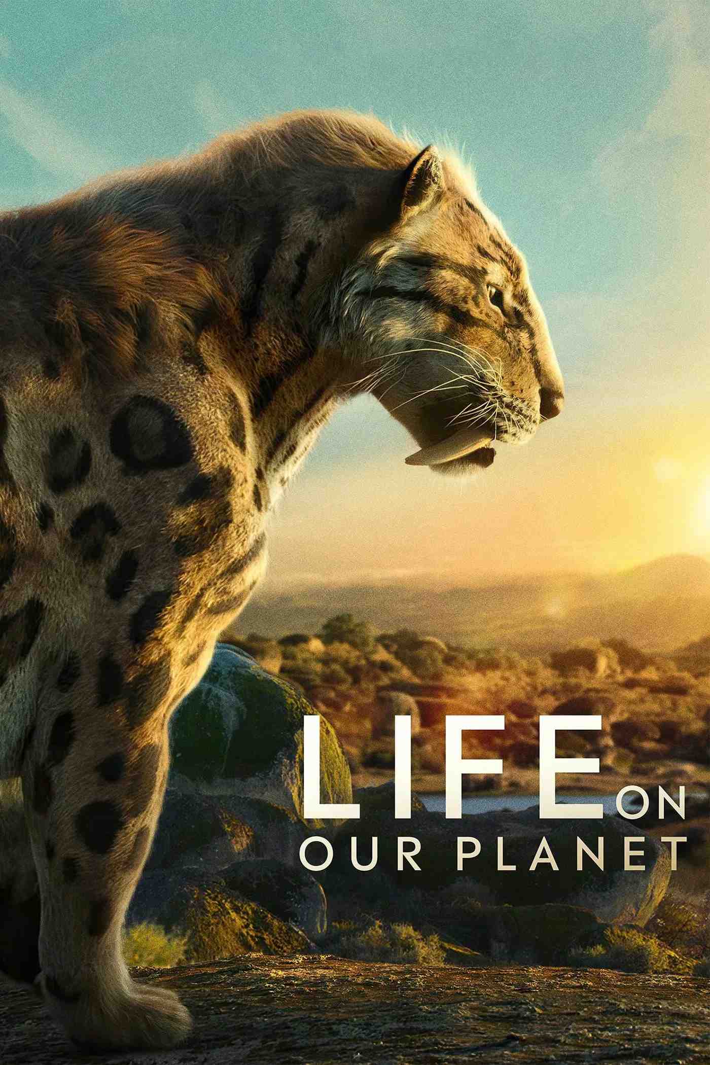 Poster chính thức của phim Phim Tài Liệu "Sự Sống Trên Hành Tinh Xanh" (Life on Our Planet - 2023), với sự tham gia của diễn viên Morgan Freeman.