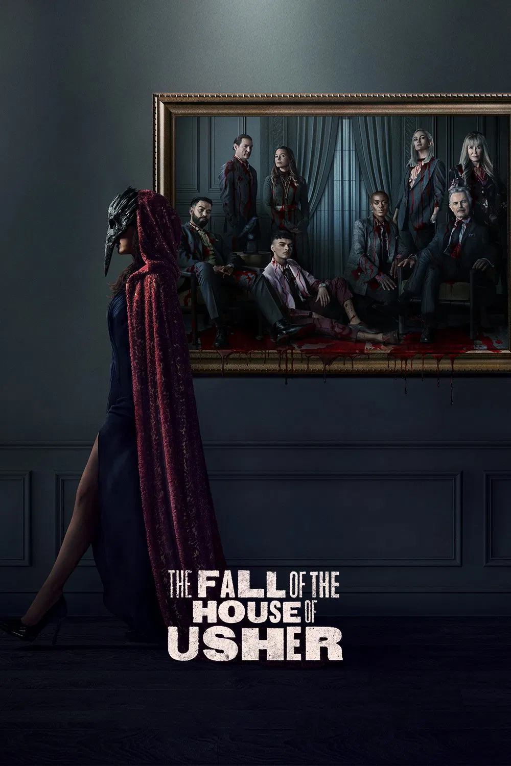 Poster chính thức của phim Phim Bí Ẩn, Phim Tâm Lý "Sự Sụp Đổ Của Dòng Họ Usher" (The Fall of the House of Usher - 2023), với sự tham gia của diễn viên Carla Gugino và Bruce Greenwood.