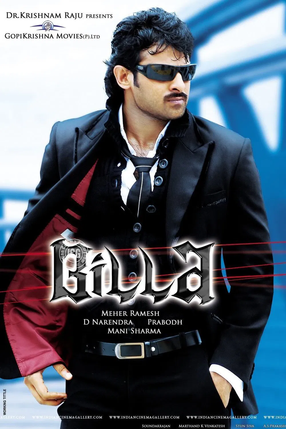 Poster chính thức của phim Phim Hành Động, Phim Giật Gân "Sự Trở Lại Của Billa - Trả Thù 2" (Billa - 2009), với sự tham gia của diễn viên Prabhas và Krishnam Raju.