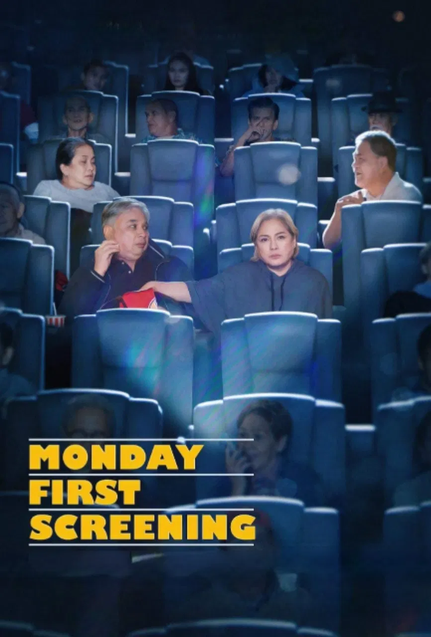 Poster chính thức của phim Phim Tình Cảm, Phim Hài "Suất chiếu đầu ngày thứ Hai" (Monday First Screening - 2023), với sự tham gia của diễn viên Gina Alajar và Ricky Davao.