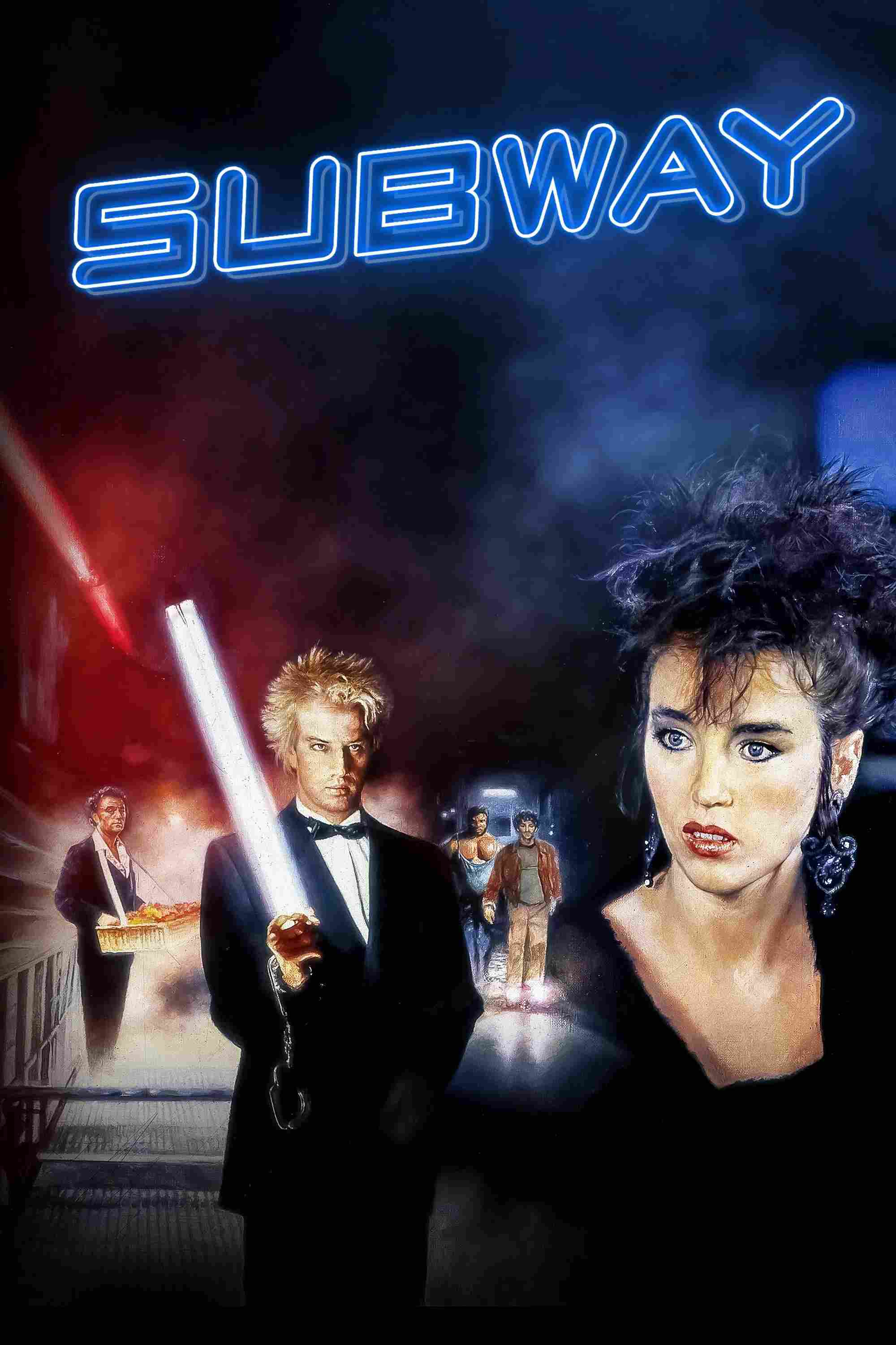 Poster chính thức của phim Phim Hành Động, Phim Giật Gân "Subway" (Subway - 1985), với sự tham gia của diễn viên Isabelle Adjani và Christopher Lambert.