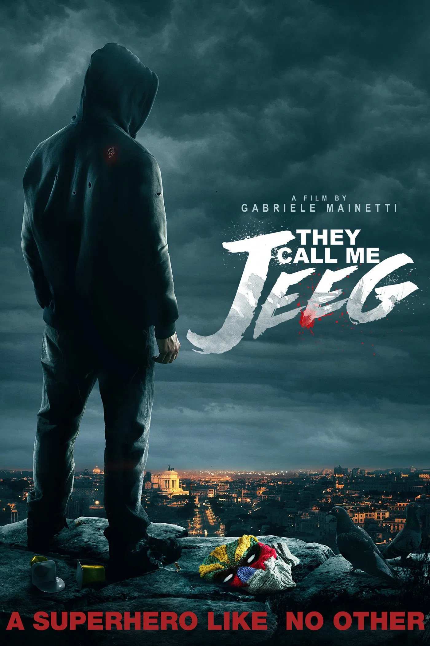 Poster chính thức của phim Phim Tâm Lý, Phim Hành Động "Sức Mạnh Siêu Năng" (They Call Me Jeeg - 2016), với sự tham gia của diễn viên Claudio Santamaria và Luca Marinelli.