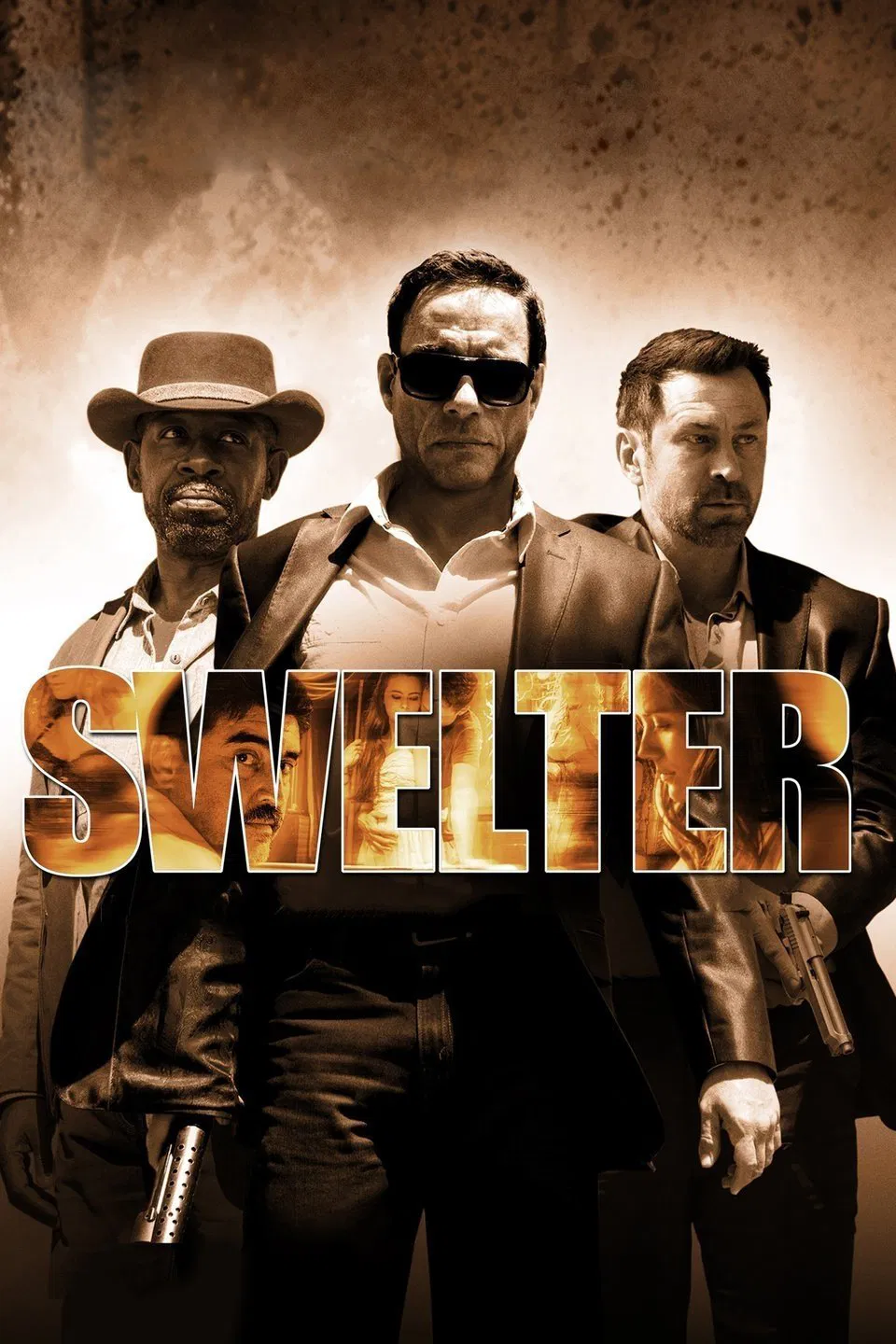 Poster chính thức của phim Phim Hành Động, Phim Tâm Lý "Sức Nóng" (Swelter - 2014), với sự tham gia của diễn viên Jean-Claude Van Damme và Alfred Molina.