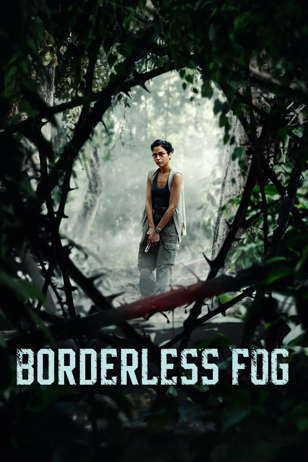 Poster chính thức của phim Phim Giật Gân, Phim Hình Sự "Sương mù biên giới" (Borderless Fog - 2024), với sự tham gia của diễn viên Putri Marino và Yoga Pratama.