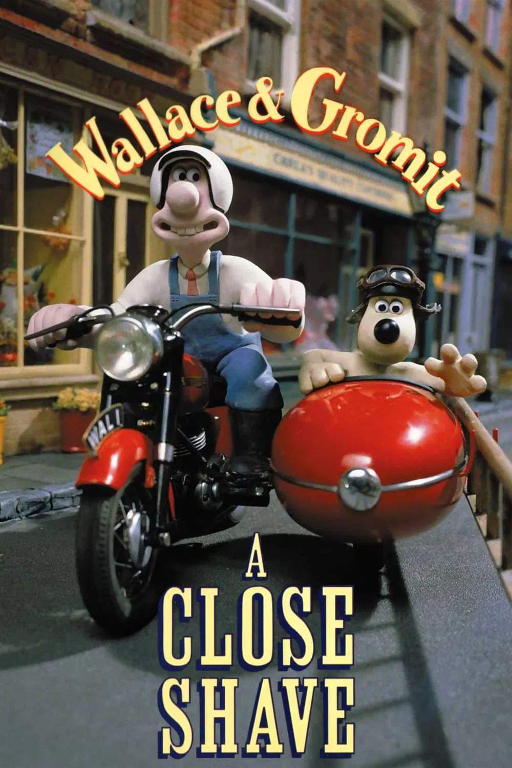Poster chính thức của phim Phim Gia Đình, Phim Hoạt Hình "Suýt Chết" (A Close Shave - 1996), với sự tham gia của diễn viên Peter Sallis và Anne Reid.